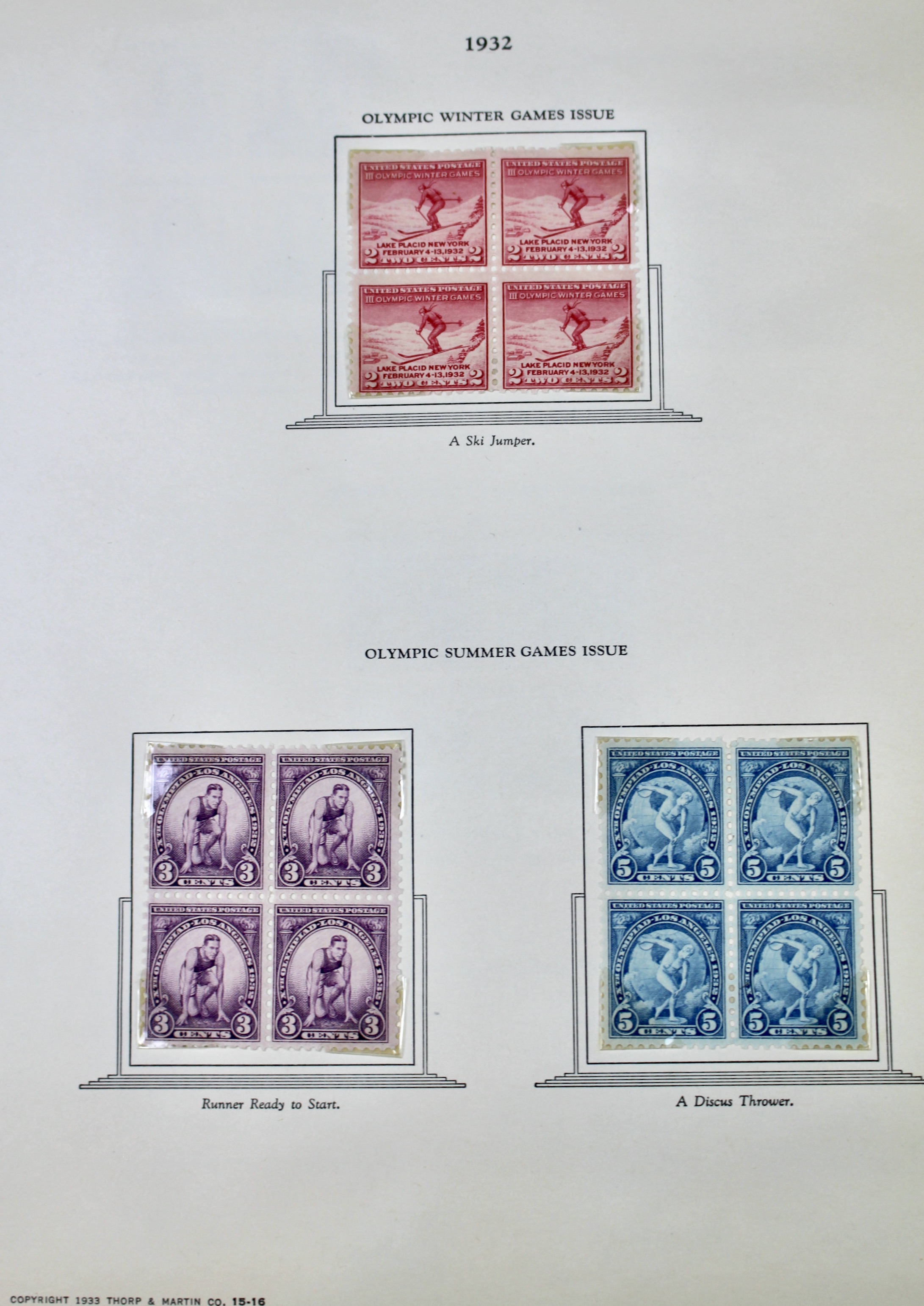 Mint Condition U.S. Postage Stamp Block Collection, 1929 to 1947