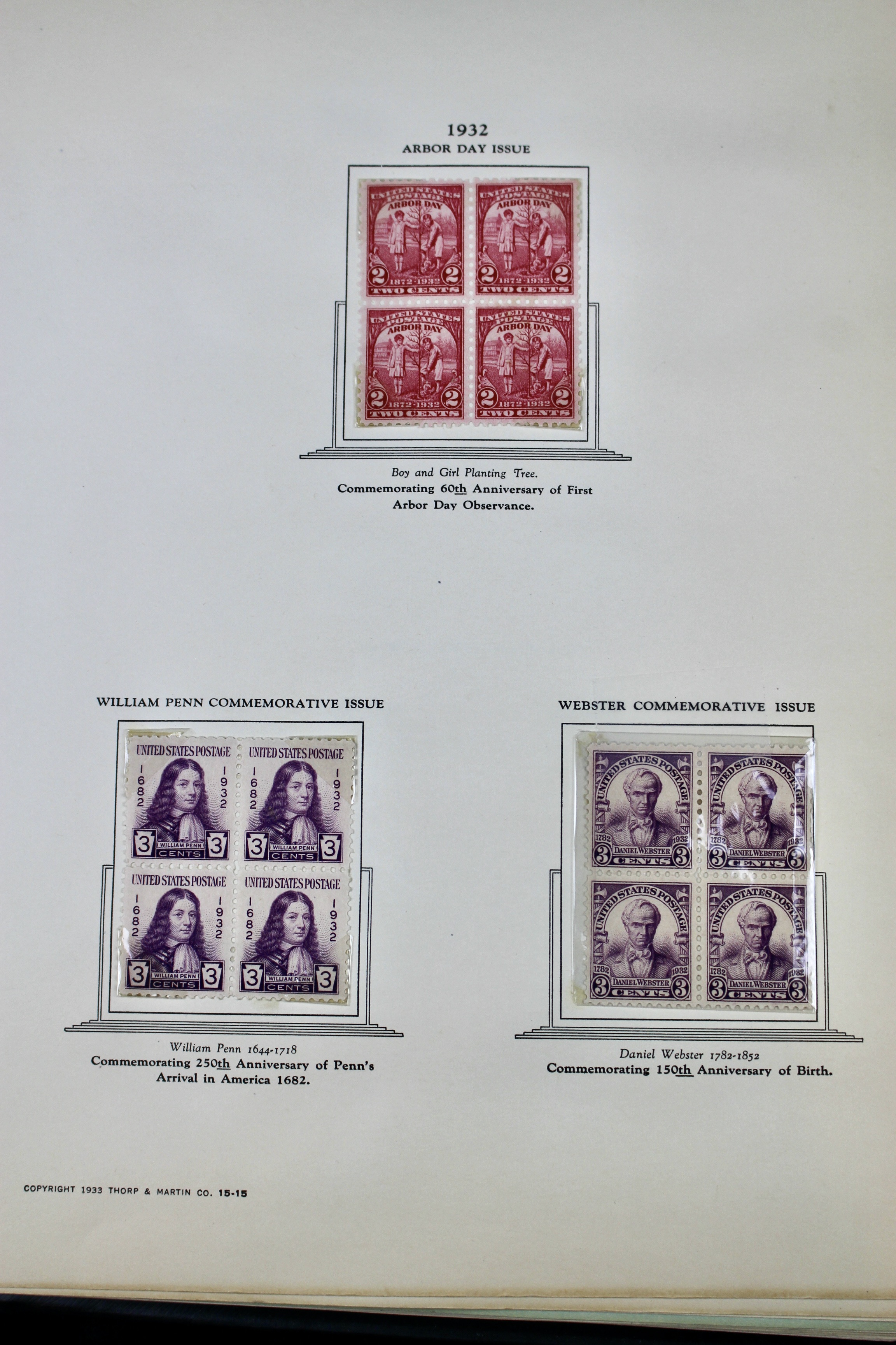 Mint Condition U.S. Postage Stamp Block Collection, 1929 to 1947