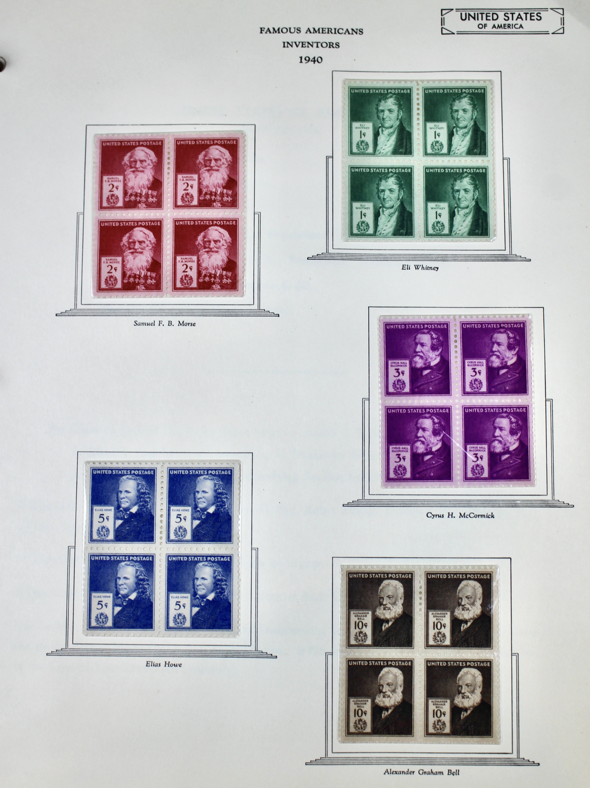 Mint Condition U.S. Postage Stamp Block Collection, 1929 to 1947
