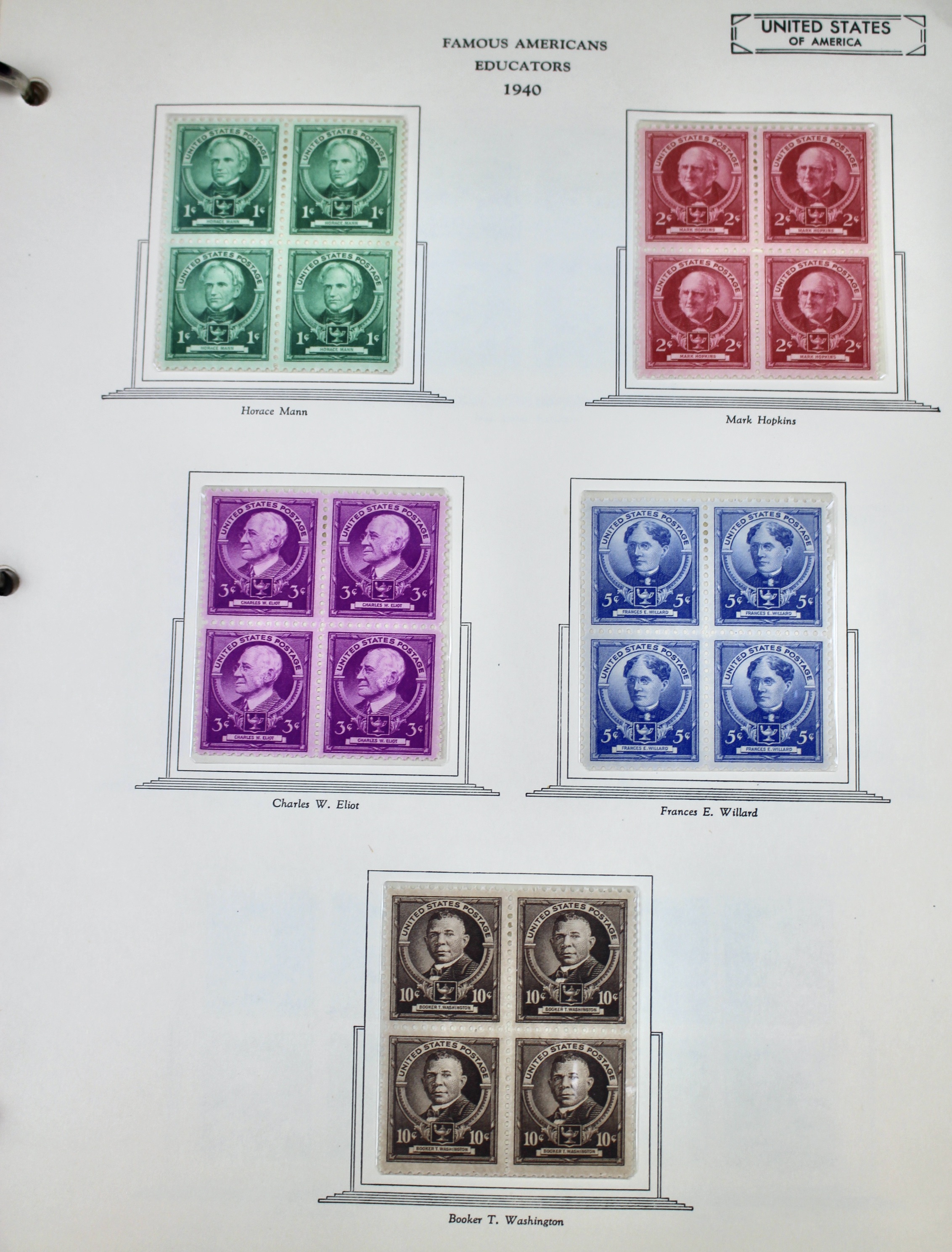 Mint Condition U.S. Postage Stamp Block Collection, 1929 to 1947