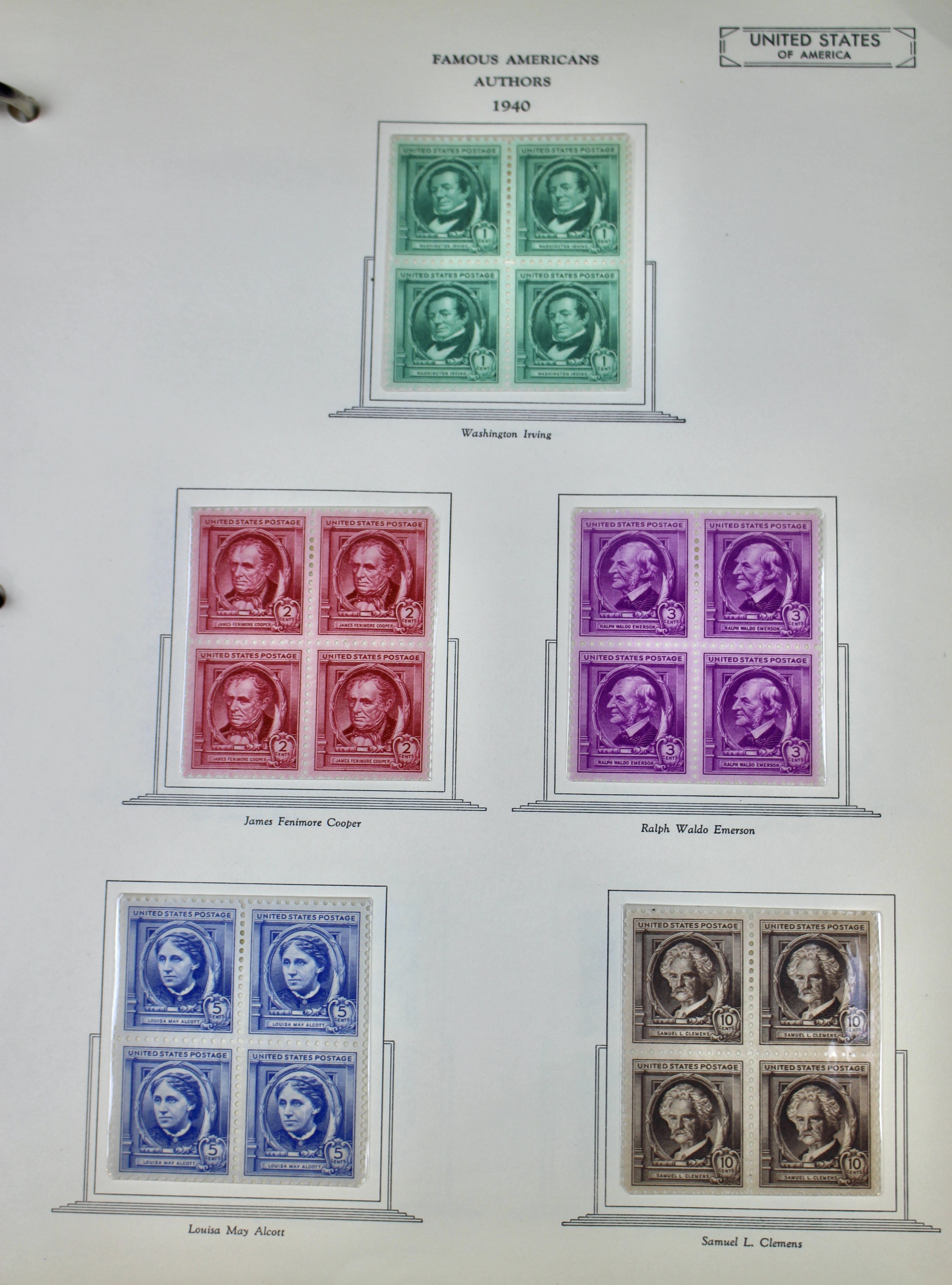 Mint Condition U.S. Postage Stamp Block Collection, 1929 to 1947