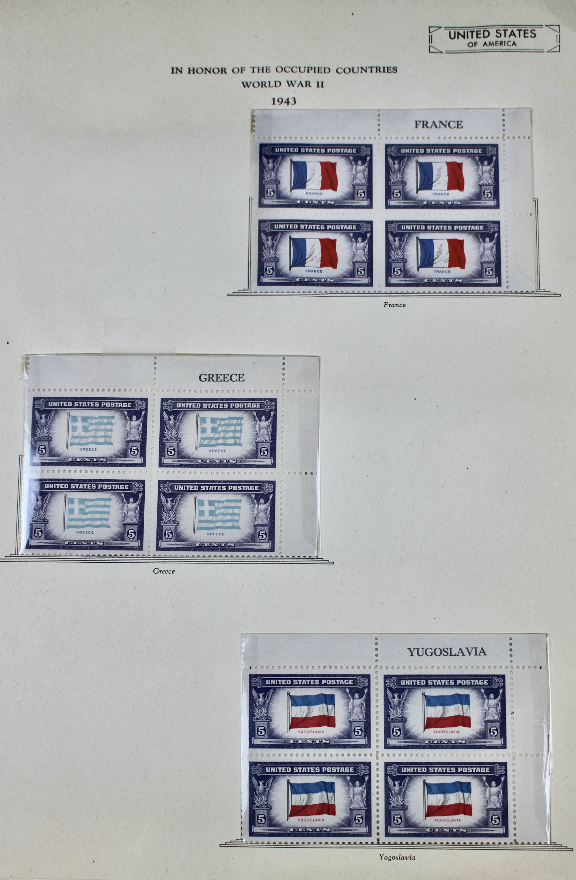 Mint Condition U.S. Postage Stamp Block Collection, 1929 to 1947