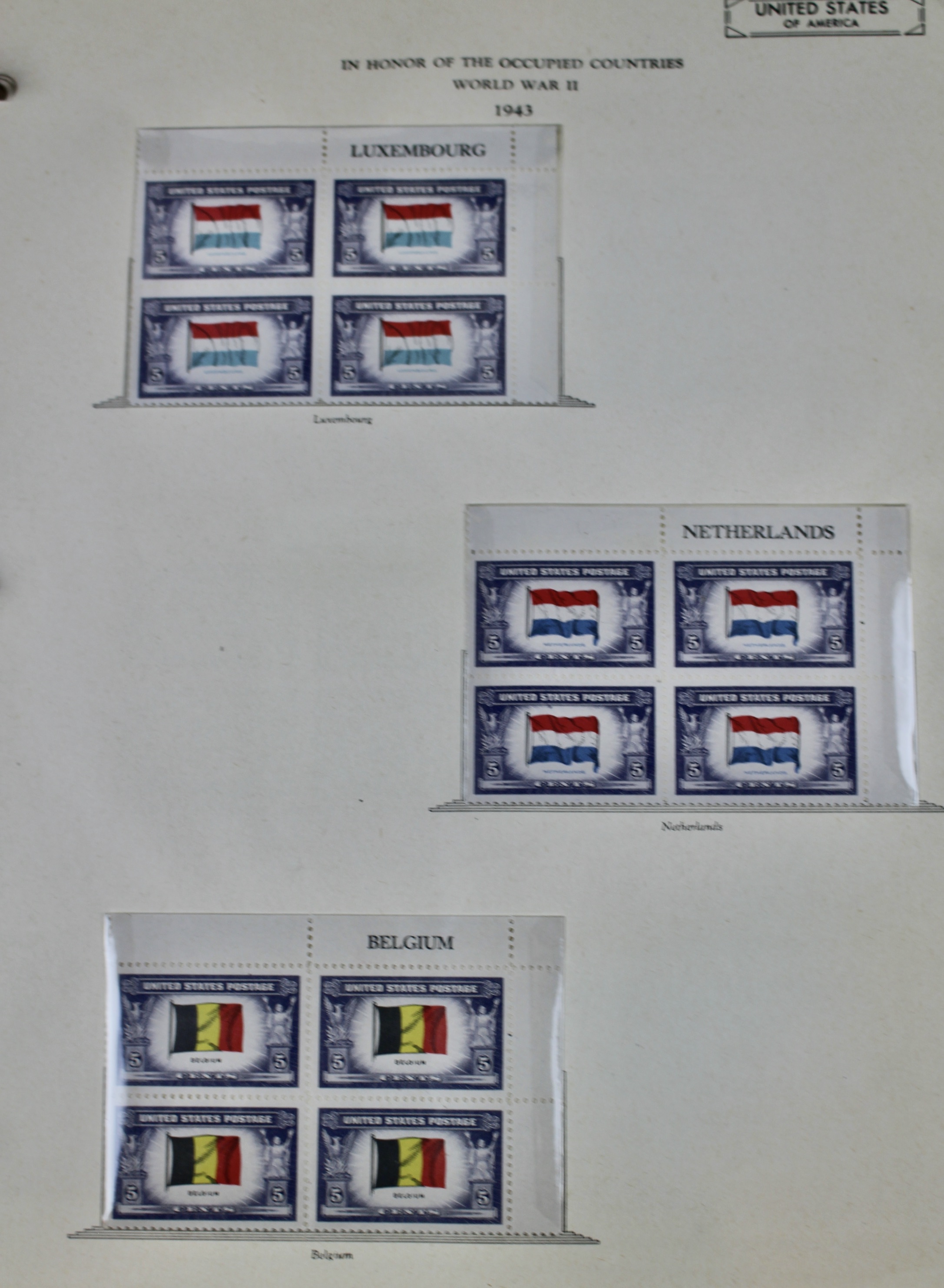 Mint Condition U.S. Postage Stamp Block Collection, 1929 to 1947