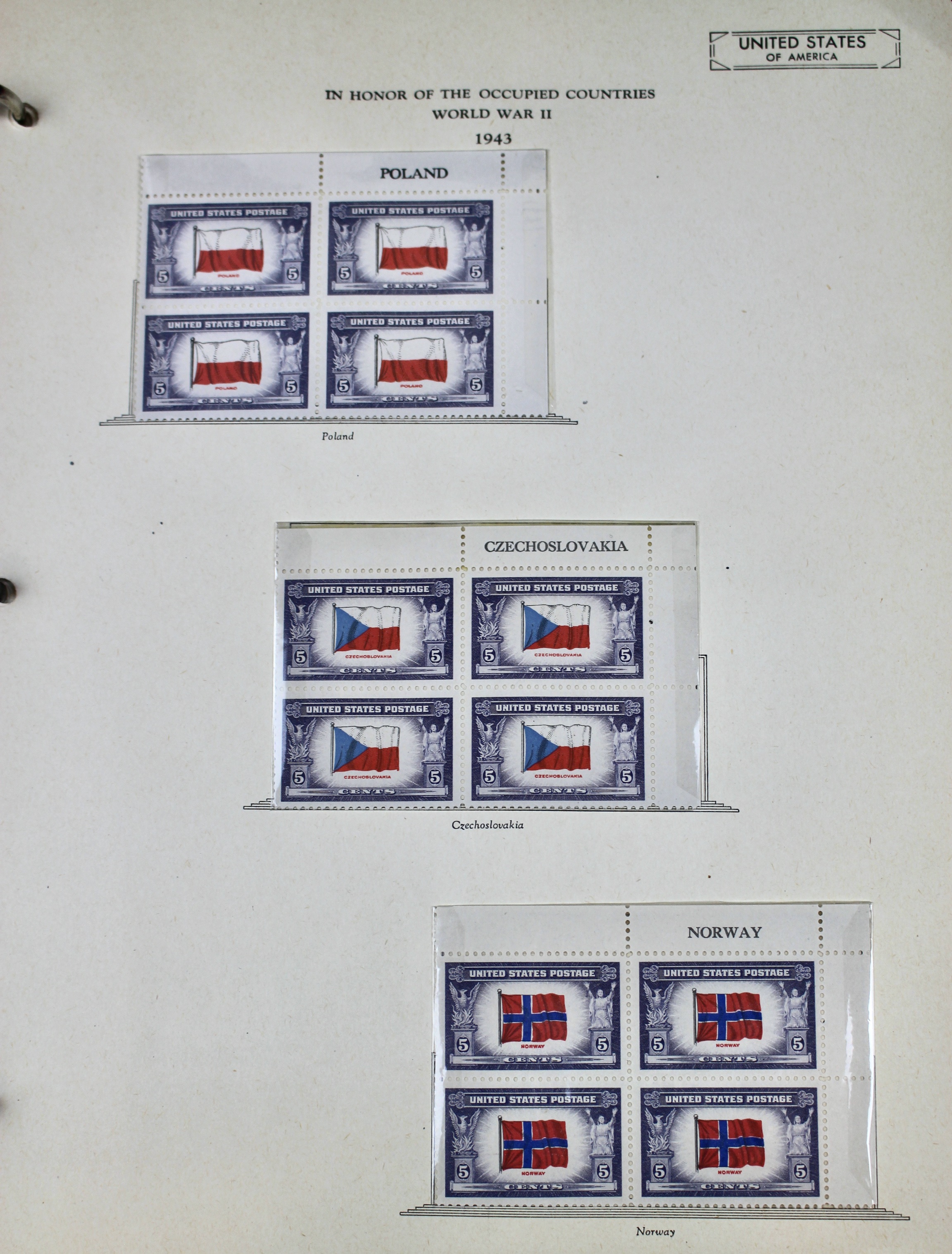 Mint Condition U.S. Postage Stamp Block Collection, 1929 to 1947