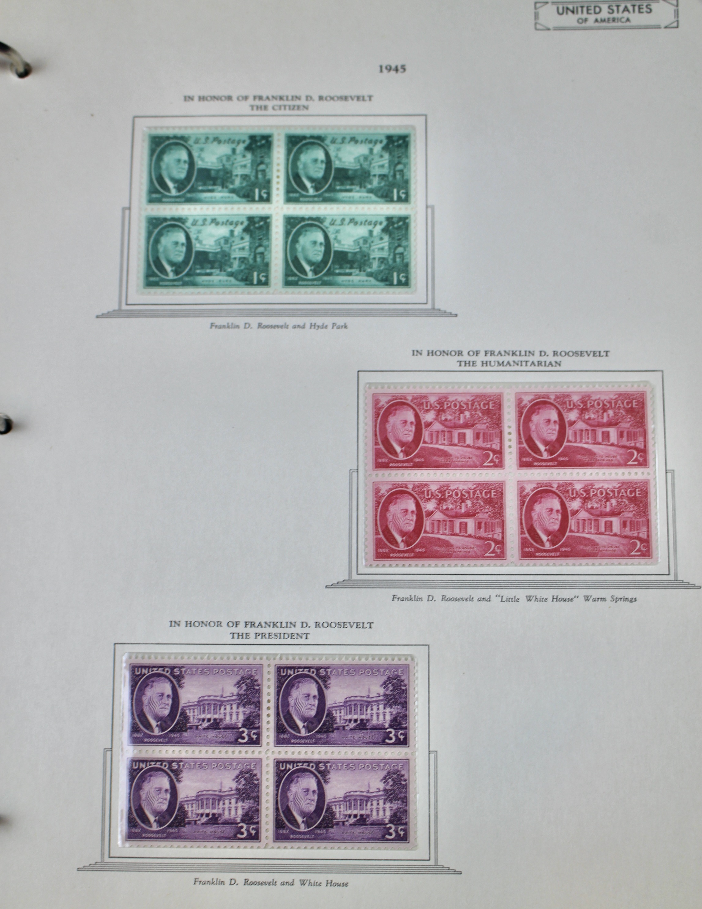 Mint Condition U.S. Postage Stamp Block Collection, 1929 to 1947