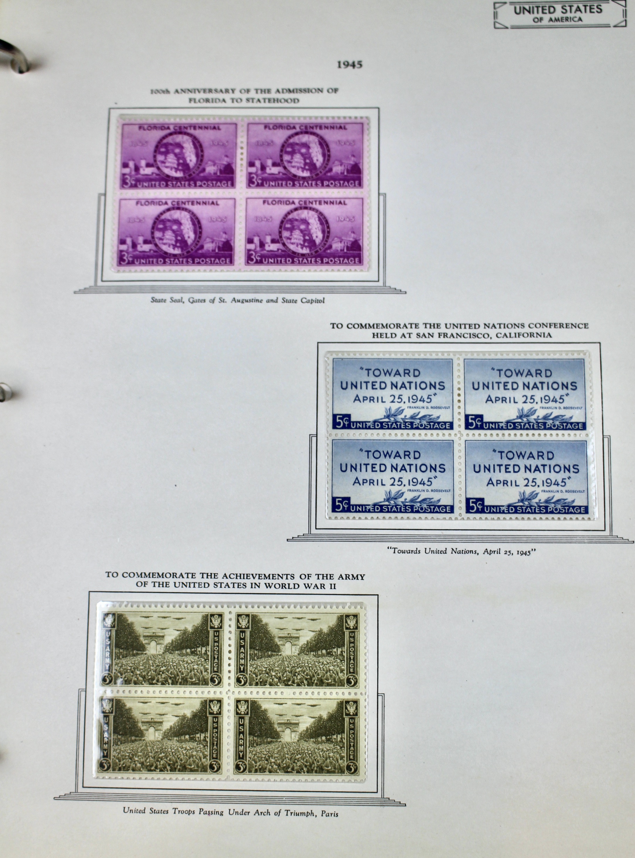 Mint Condition U.S. Postage Stamp Block Collection, 1929 to 1947