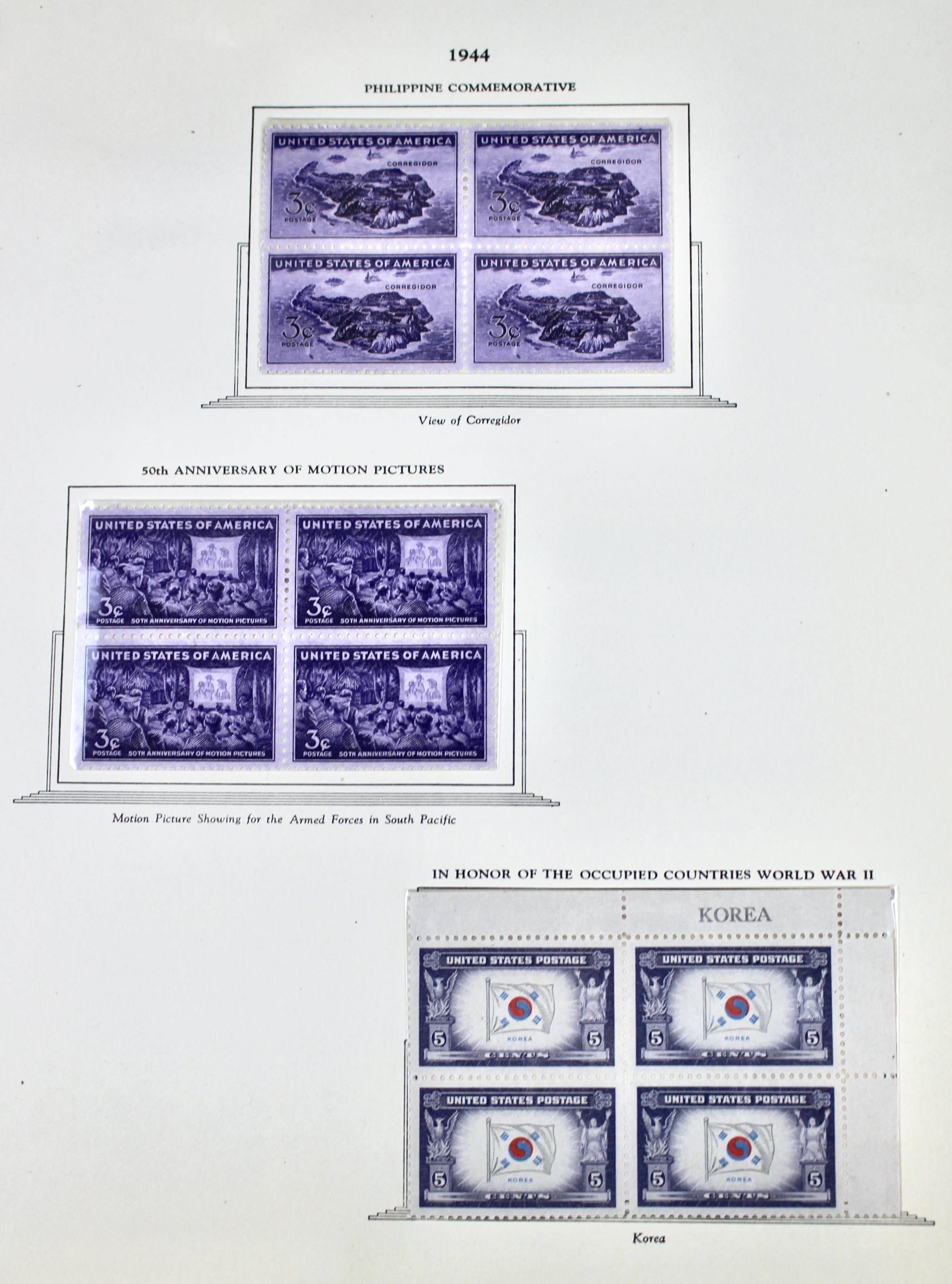 Mint Condition U.S. Postage Stamp Block Collection, 1929 to 1947