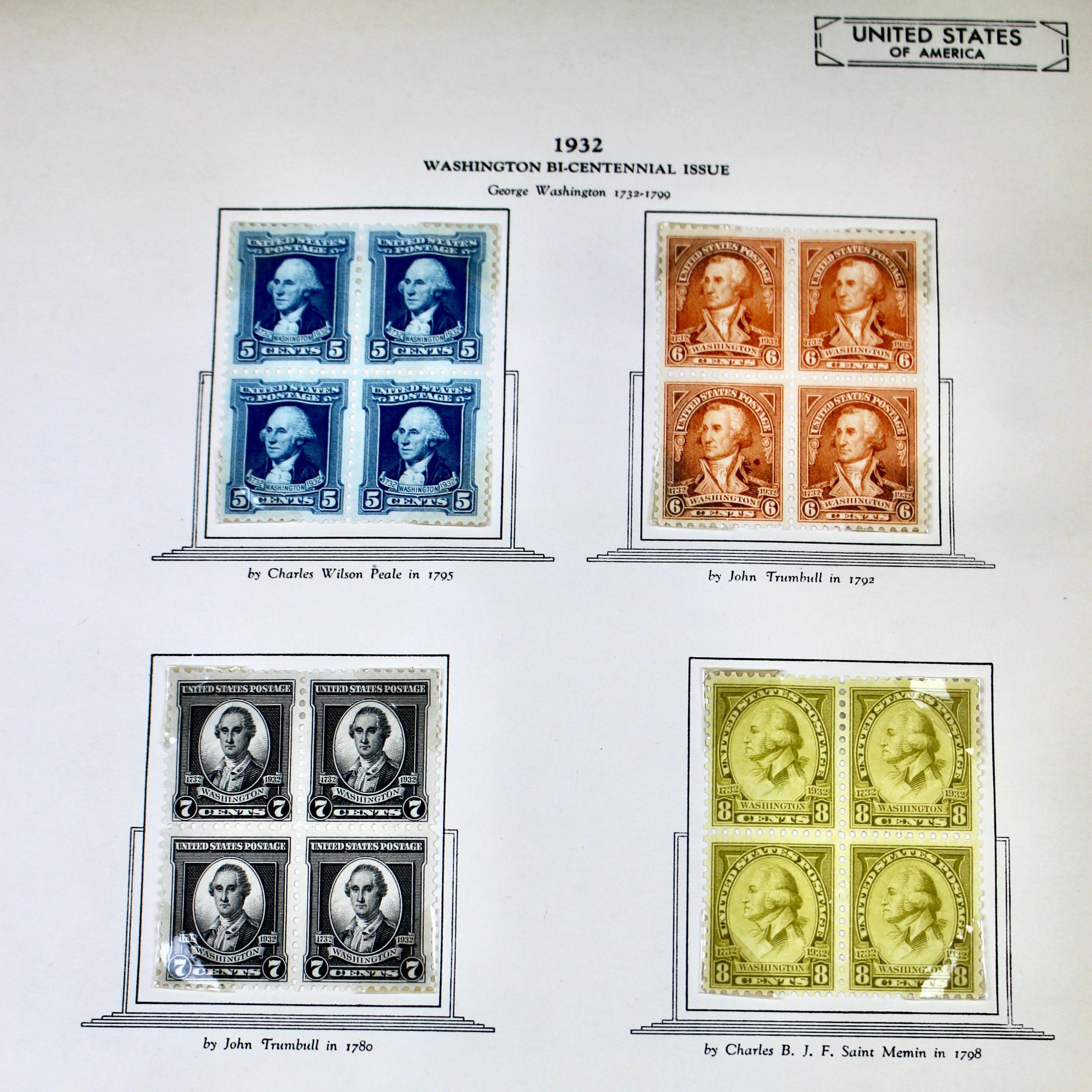Mint Condition U.S. Postage Stamp Block Collection, 1929 to 1947