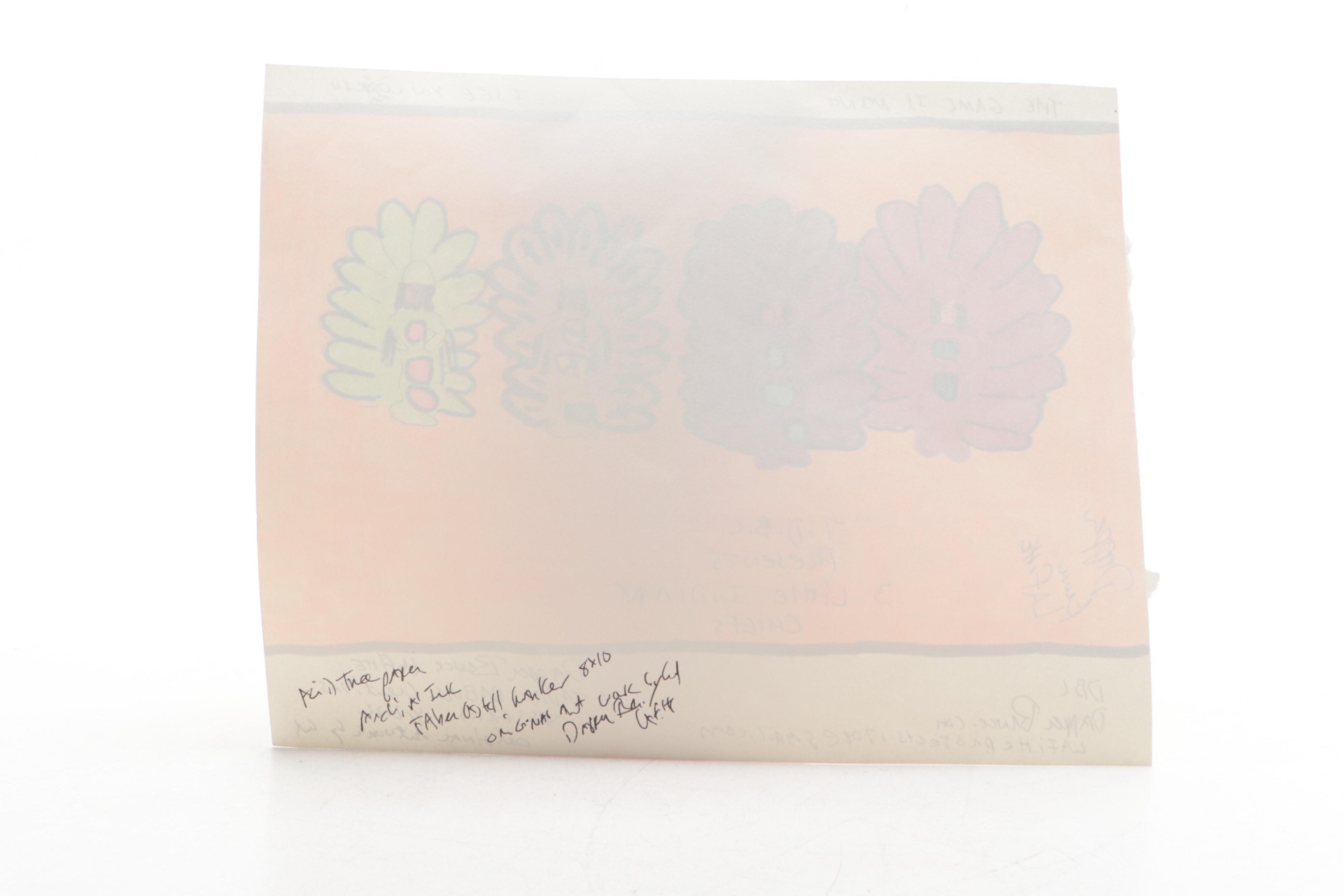 Dapper Bruce Lafitte Outsider Art Drawing "3 Little Indians"