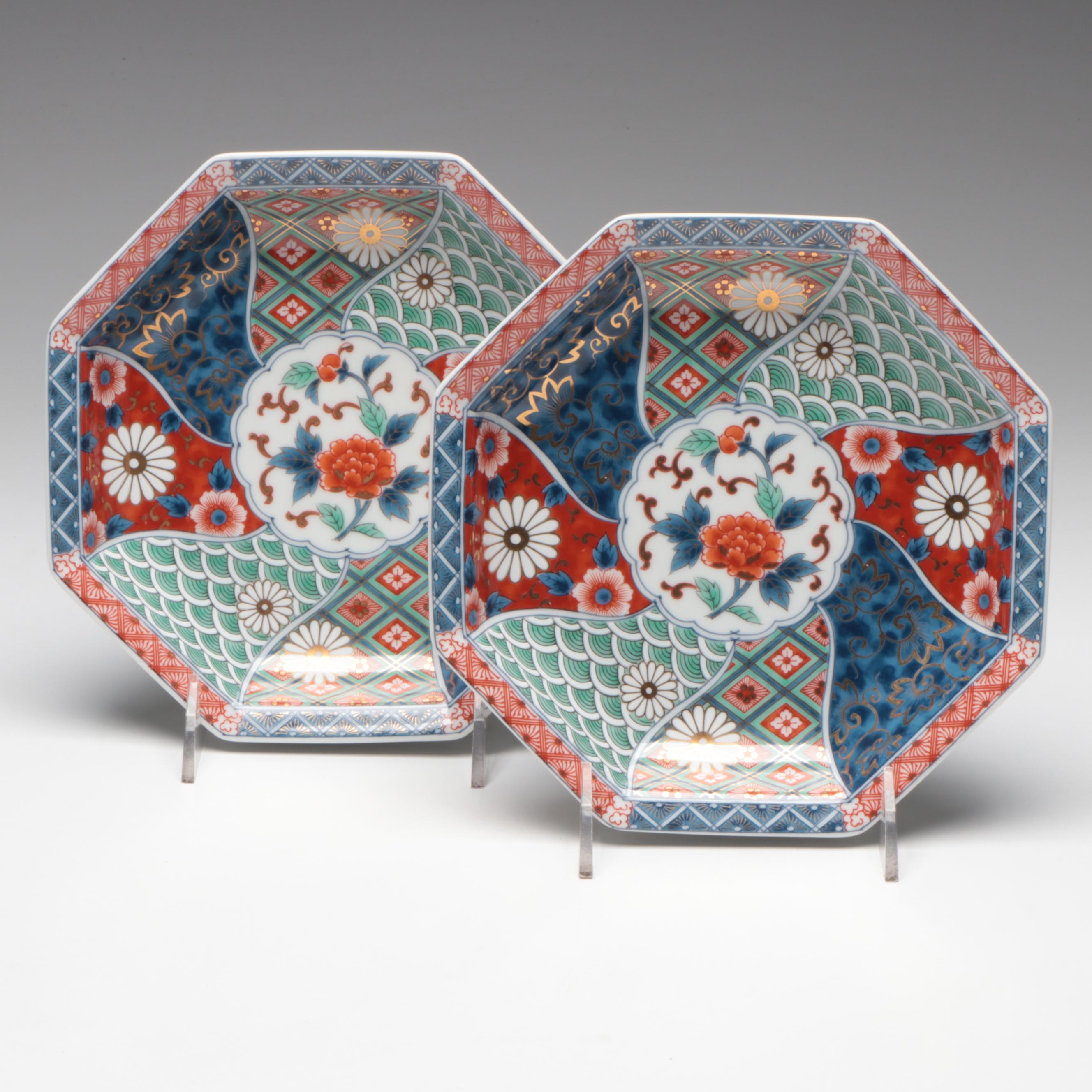 Japanese Imari Style Printed Porcelain Octagonal Bowls, Late 20th–Early 21st C.