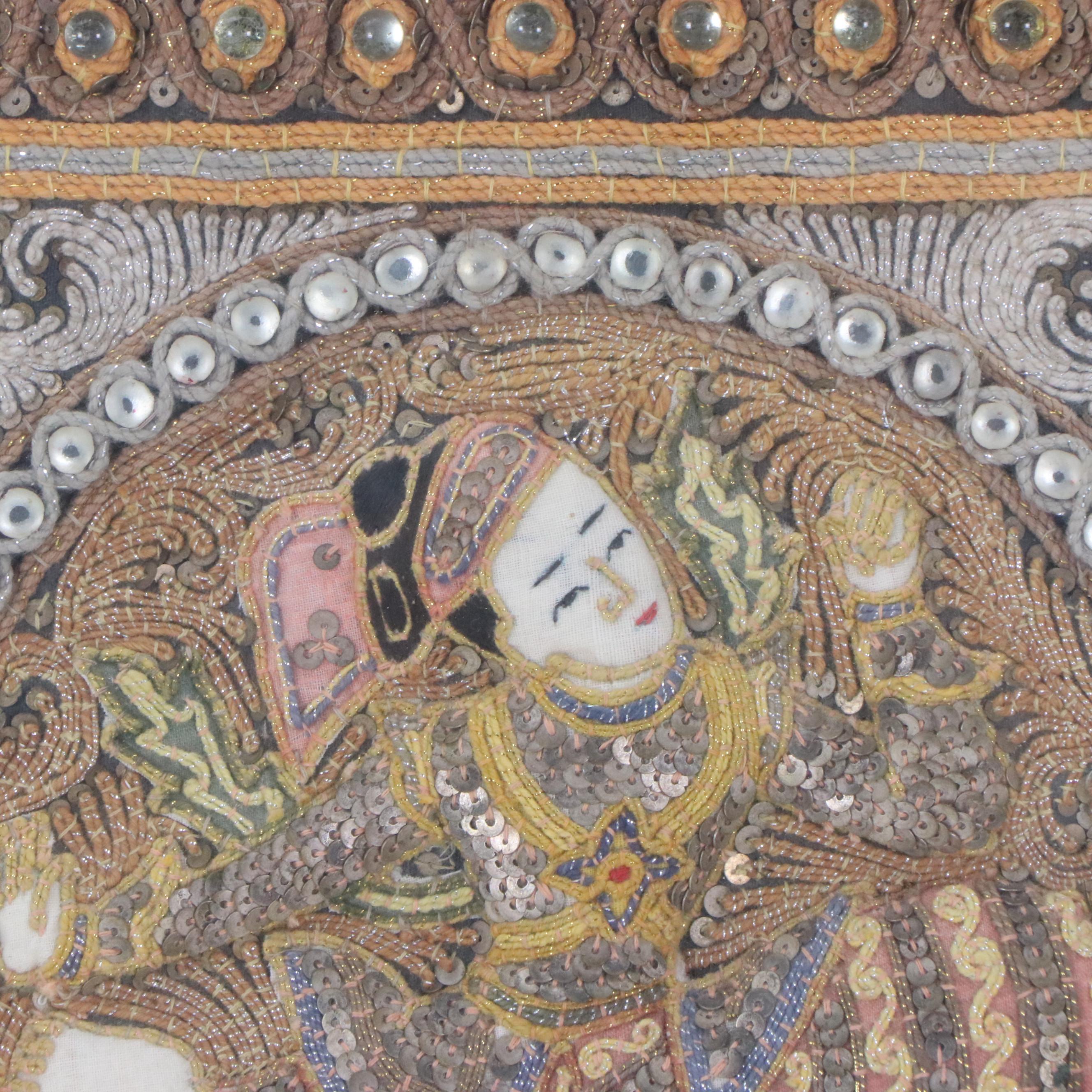 Burmese Hand-Embroidered, Beaded and Embellished Kalaga Panel
