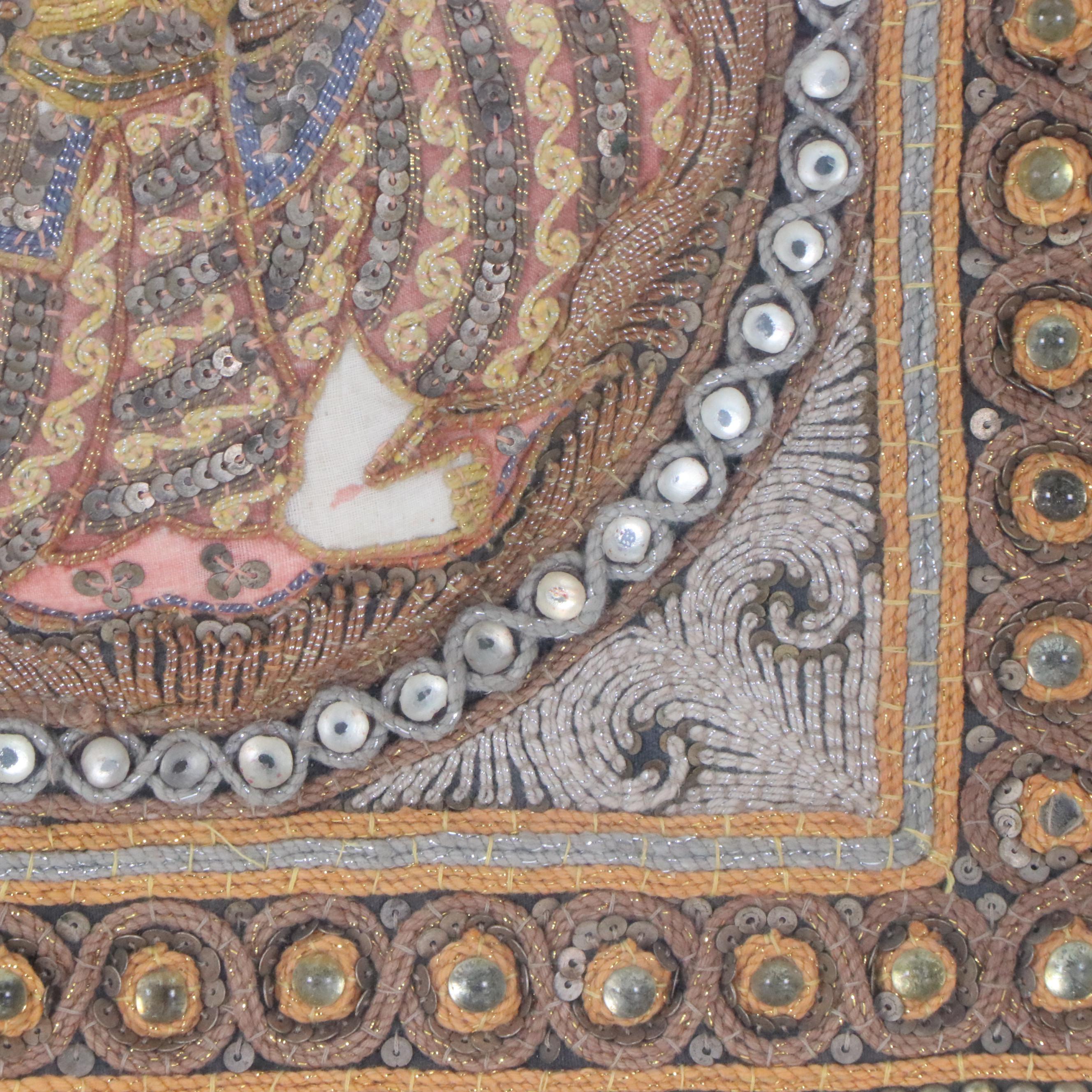 Burmese Hand-Embroidered, Beaded and Embellished Kalaga Panel