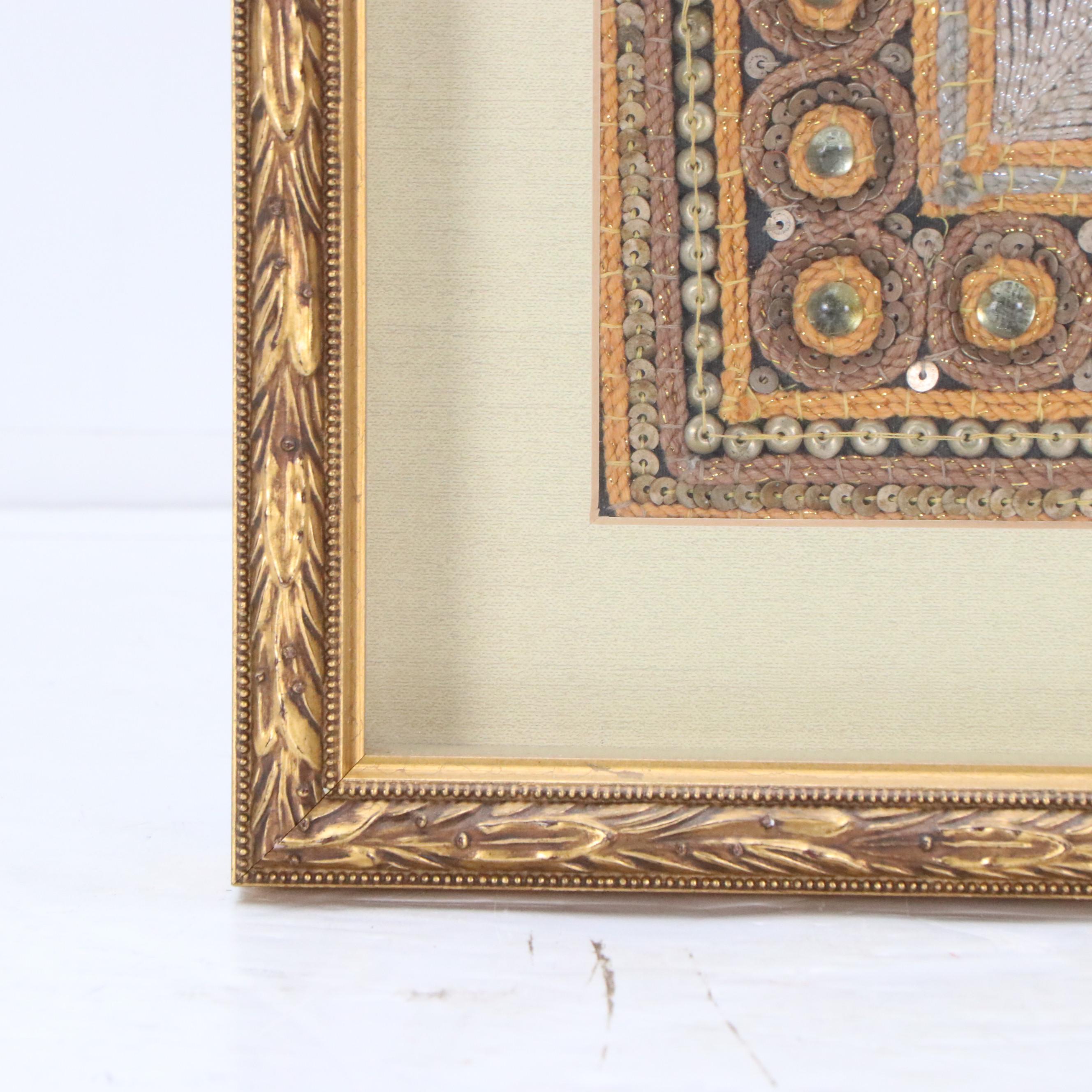 Burmese Hand-Embroidered, Beaded and Embellished Kalaga Panel