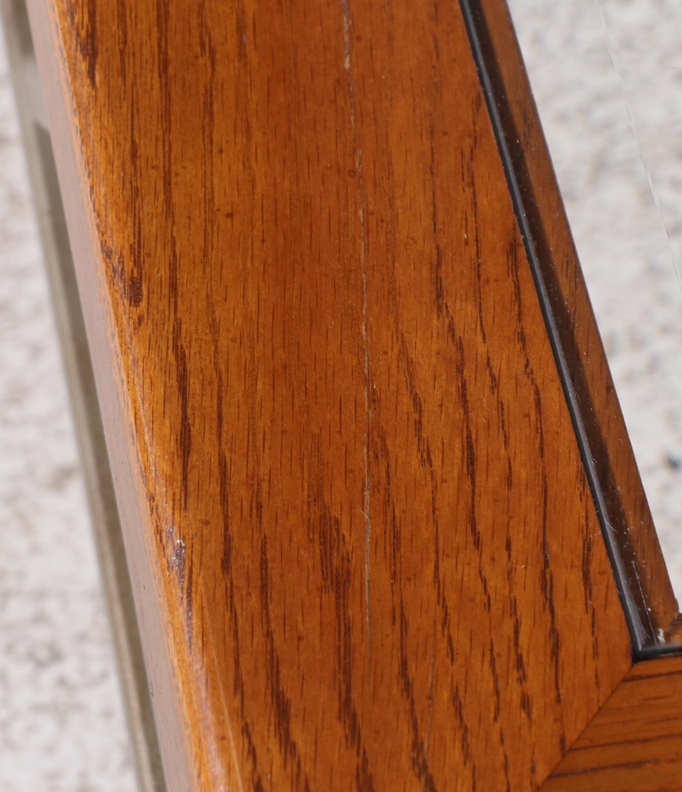 Contemporary Metal and Oak Glass Top Coffee Table