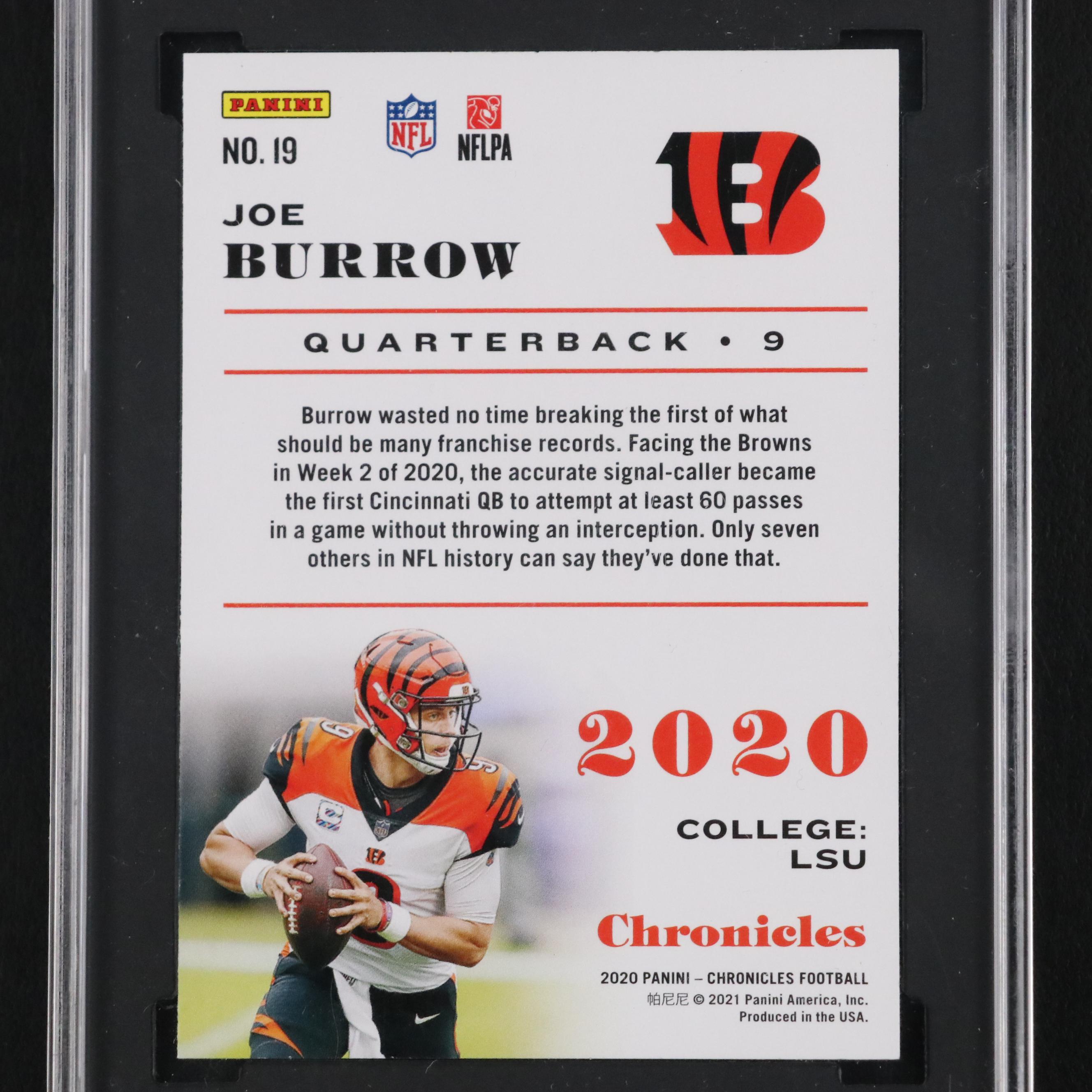 2020 Panini Chronicles Joe Burrow Rookie Card #19 Graded SGC 10