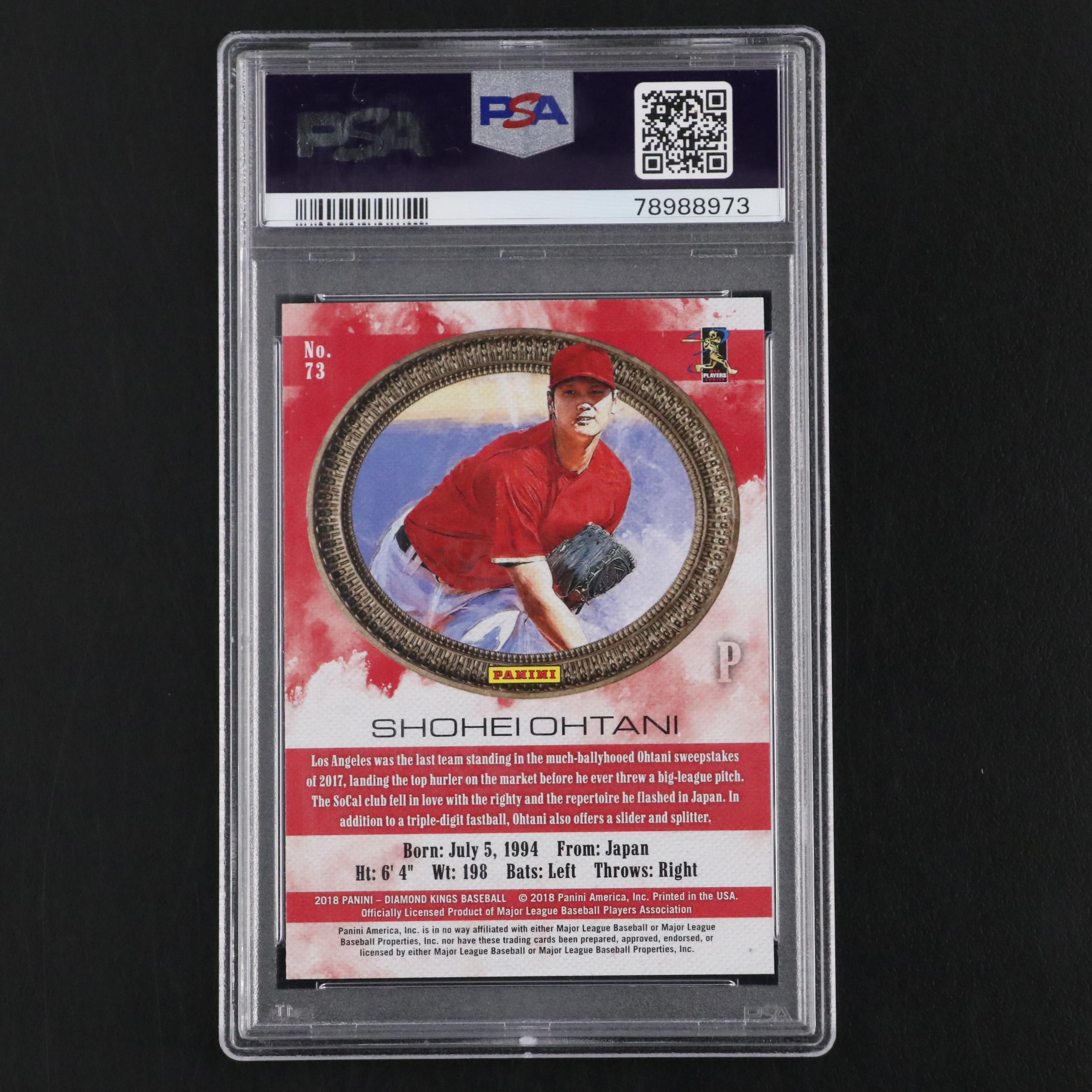 2018 Panini Diamond Kings Shohei Ohtani Rookie Baseball Card #73 Graded PSA 10