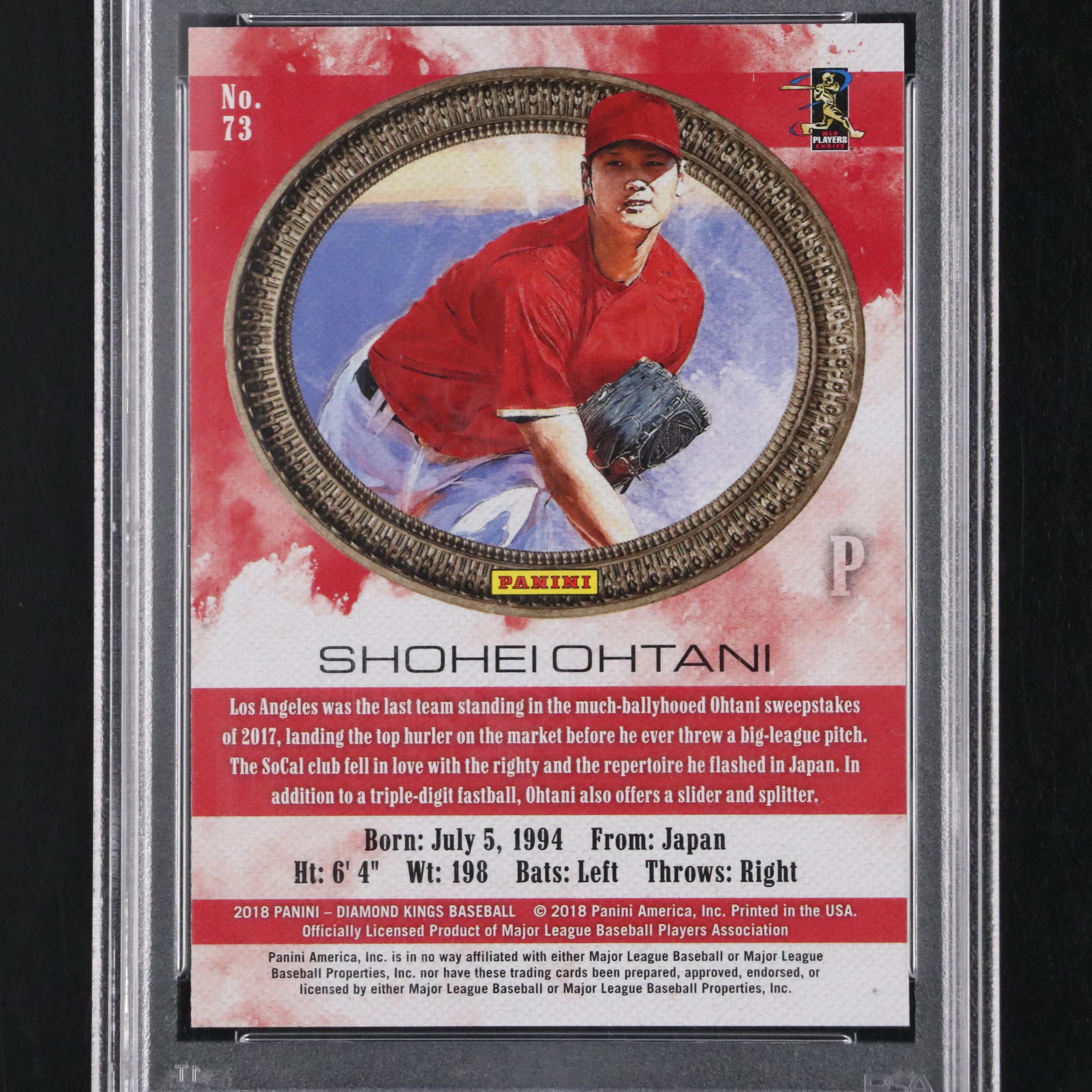 2018 Panini Diamond Kings Shohei Ohtani Rookie Baseball Card #73 Graded PSA 10