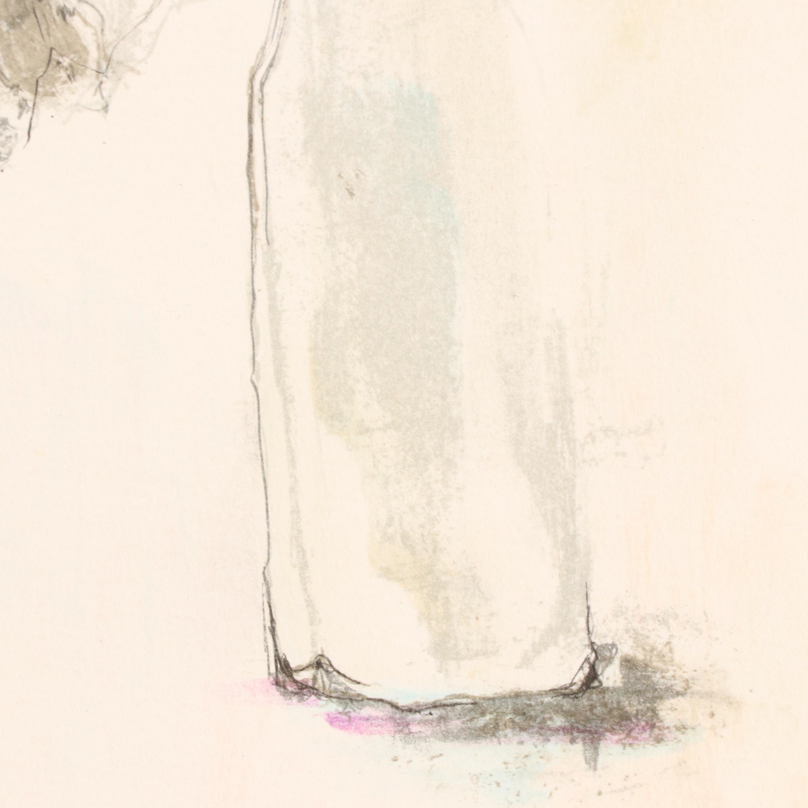 Susan Sahall Color Lithograph of Pensive Woman