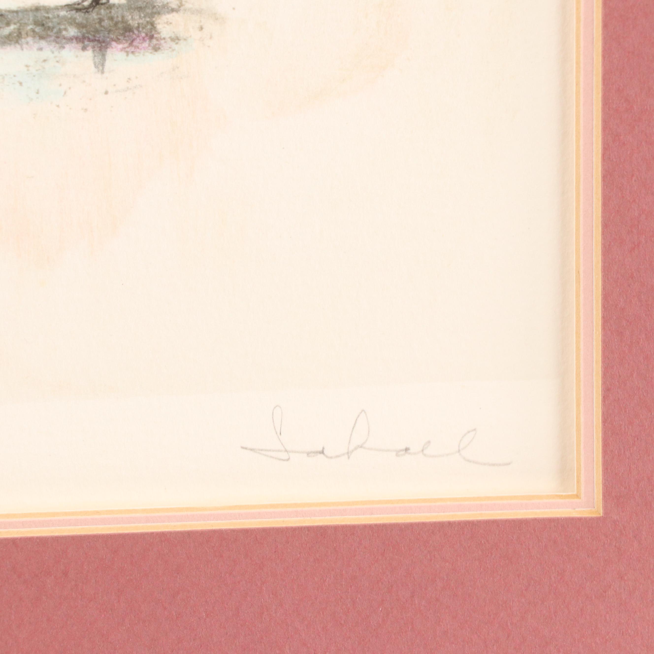 Susan Sahall Color Lithograph of Pensive Woman