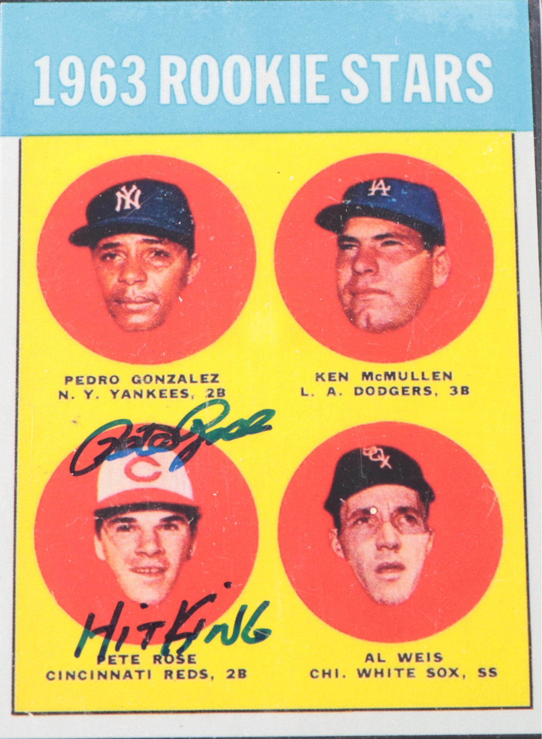 Pete Rose Signed Rookie Reprint with 1964 Topps Baseball Card