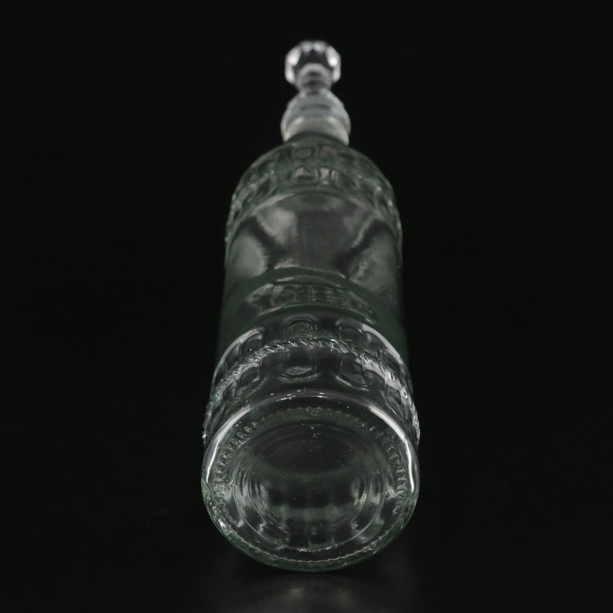 Pair of Molded Glass Bottles with Decorative Crystal Stoppers
