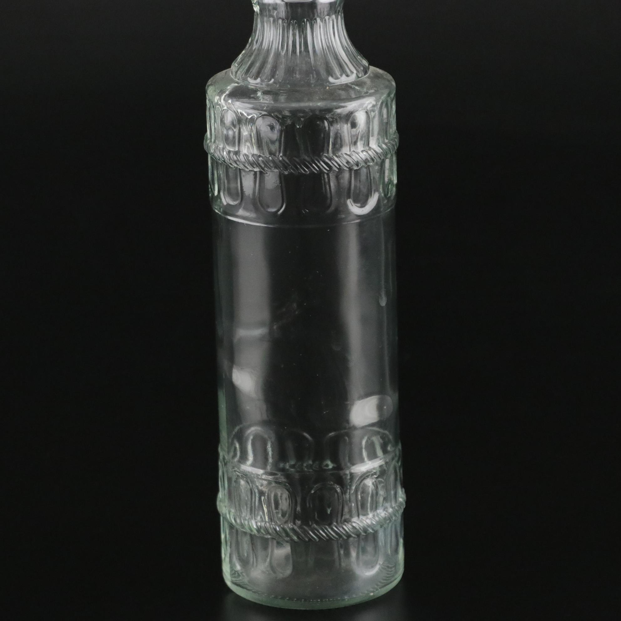 Pair of Molded Glass Bottles with Decorative Crystal Stoppers