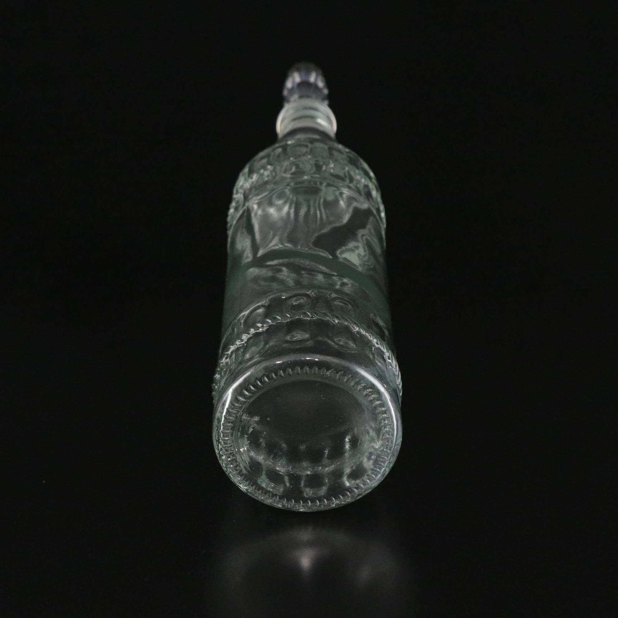 Pair of Molded Glass Bottles with Decorative Crystal Stoppers