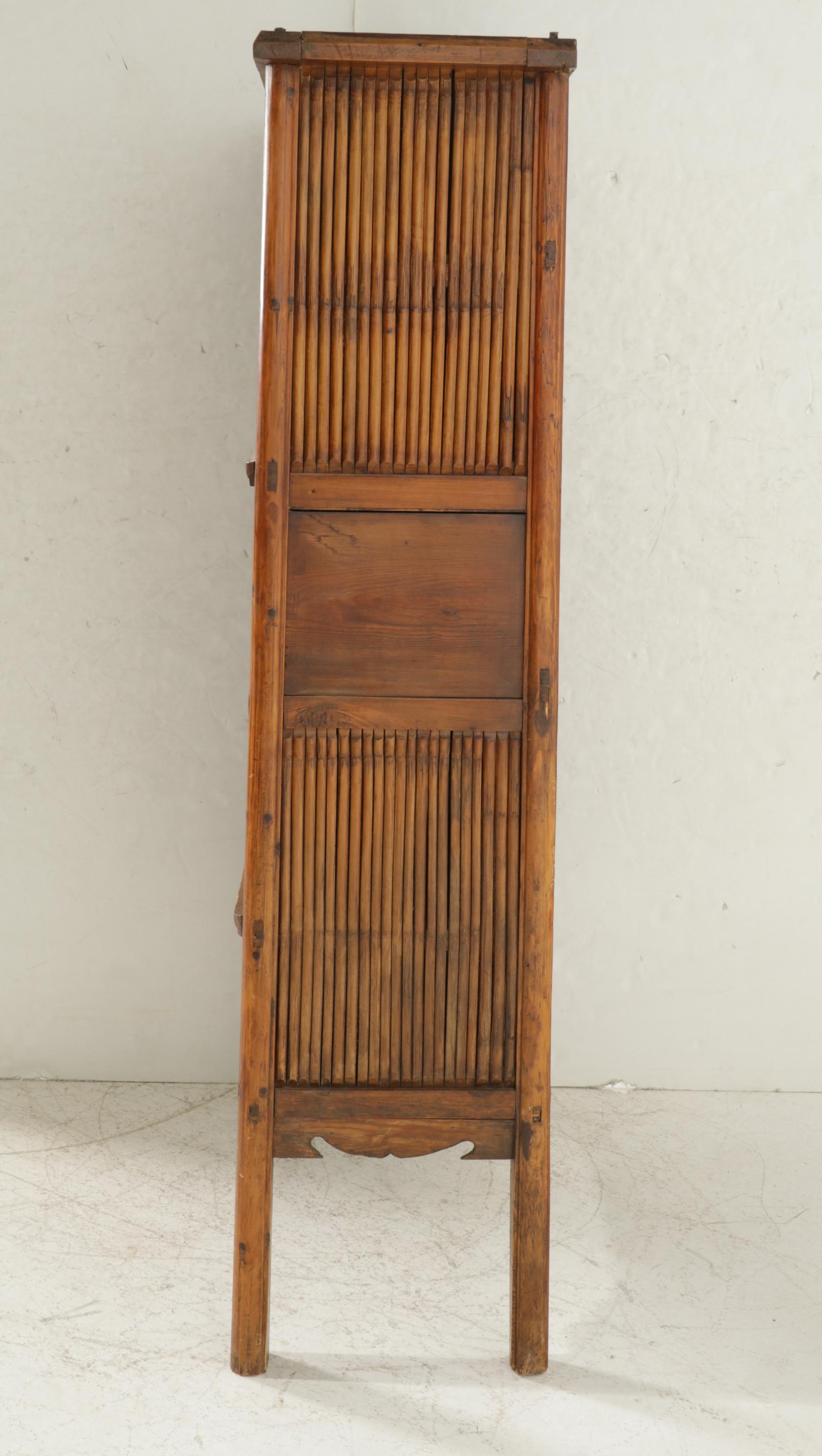 Asian Rustic Wood and Bamboo Storage Cabinet, Mid to Late 20th Century