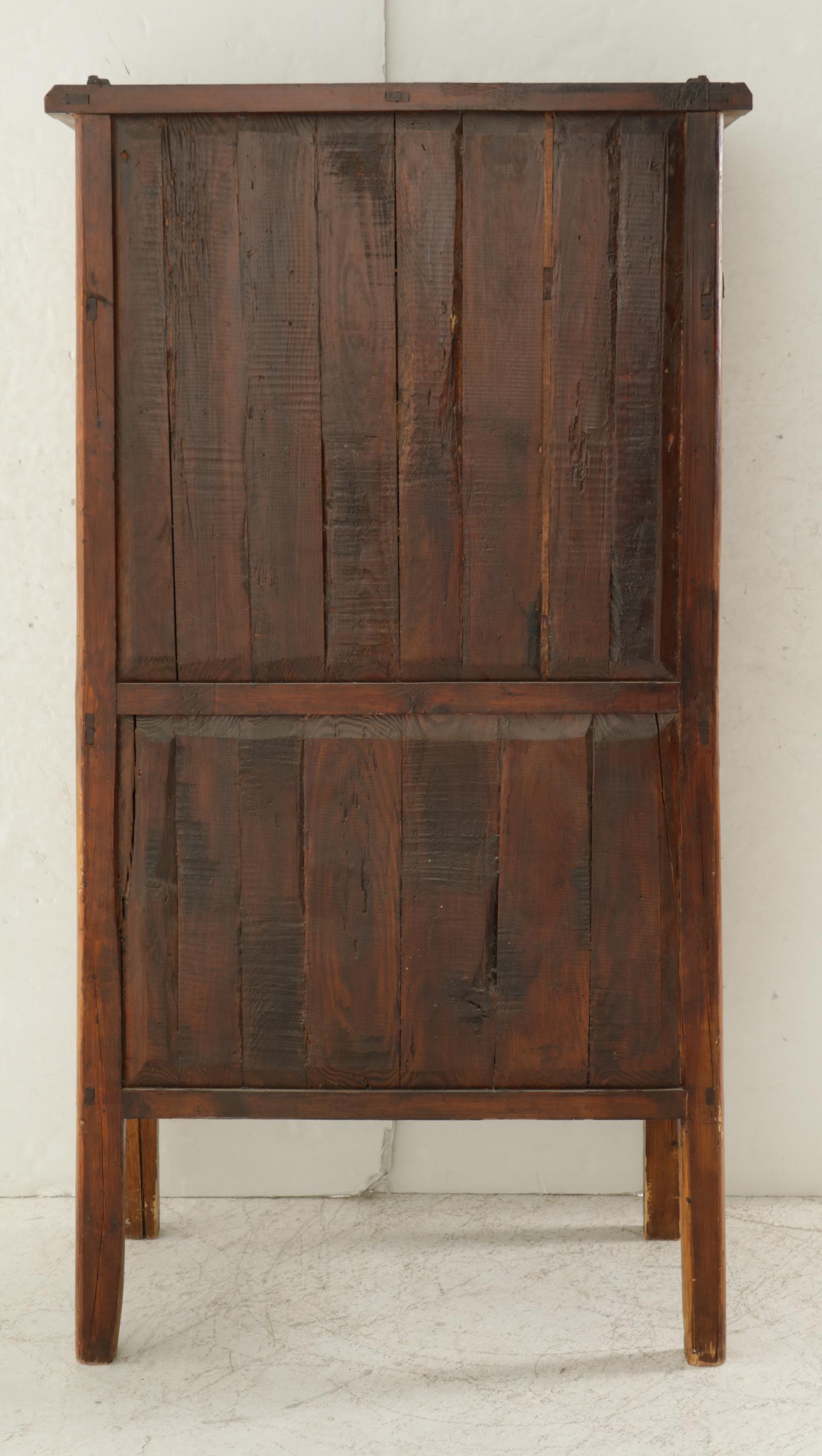Asian Rustic Wood and Bamboo Storage Cabinet, Mid to Late 20th Century