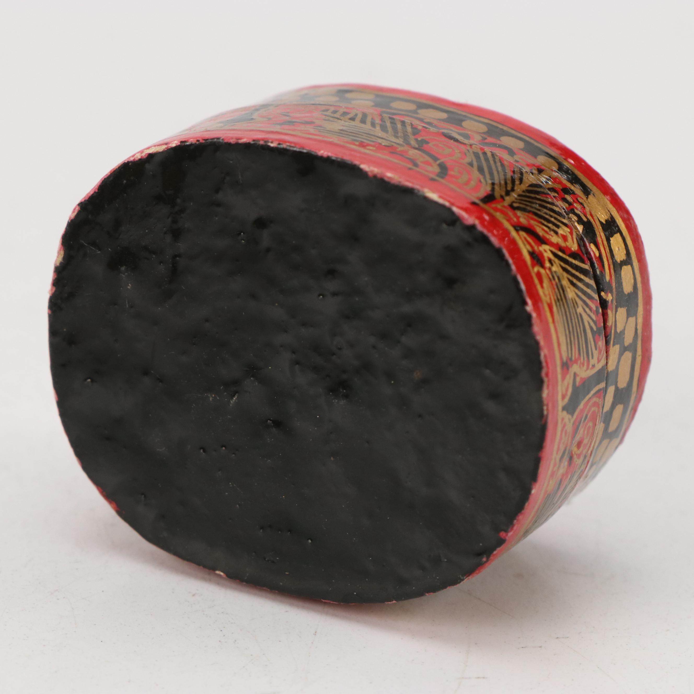 Indian Folk Art Hand-Painted Kashmiri Papier-Mâché Boxes