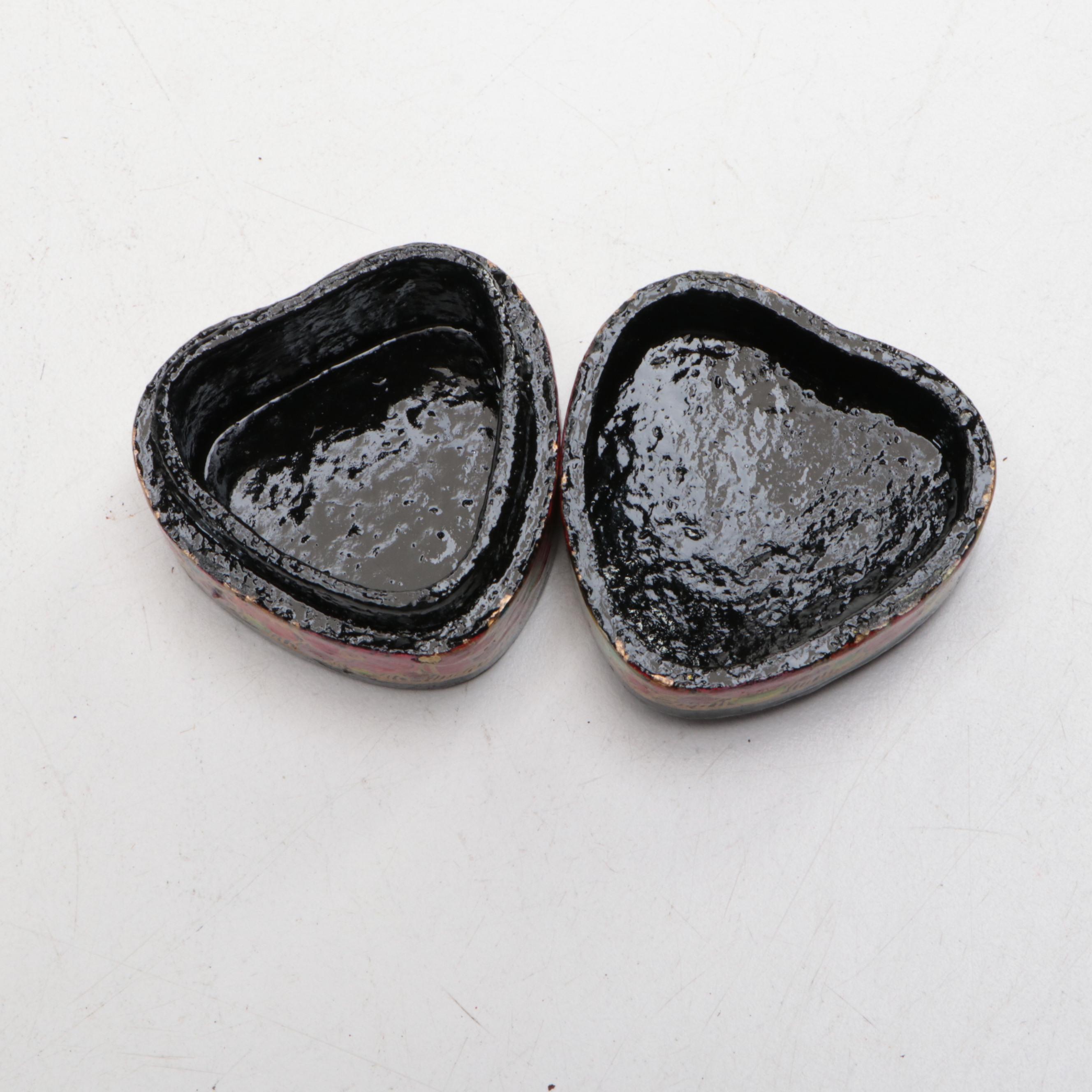 Indian Folk Art Hand-Painted Kashmiri Papier-Mâché Boxes