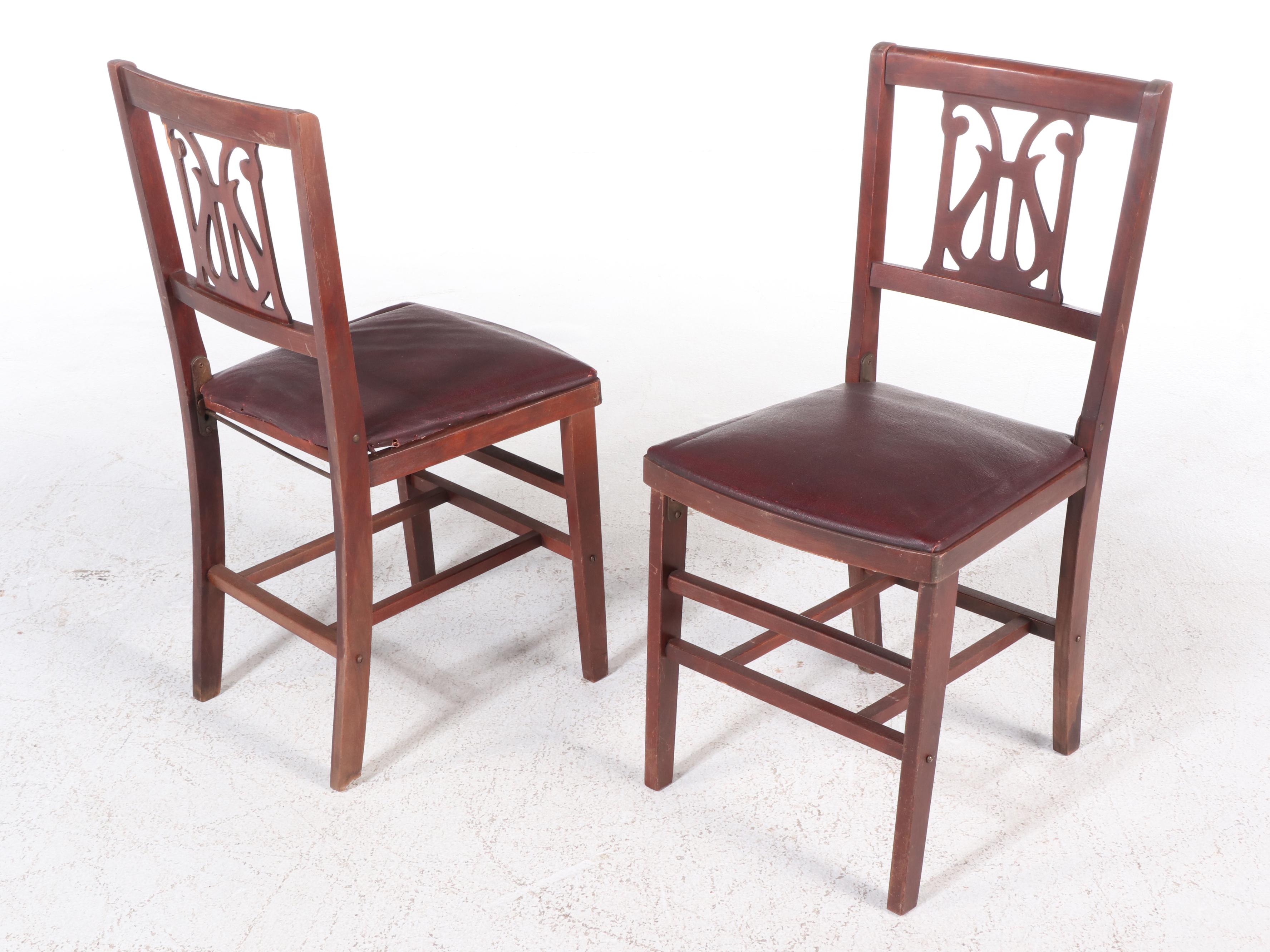 Ferguson Bros. Wood Folding Card Table and Four Chairs, Mid-20th Century