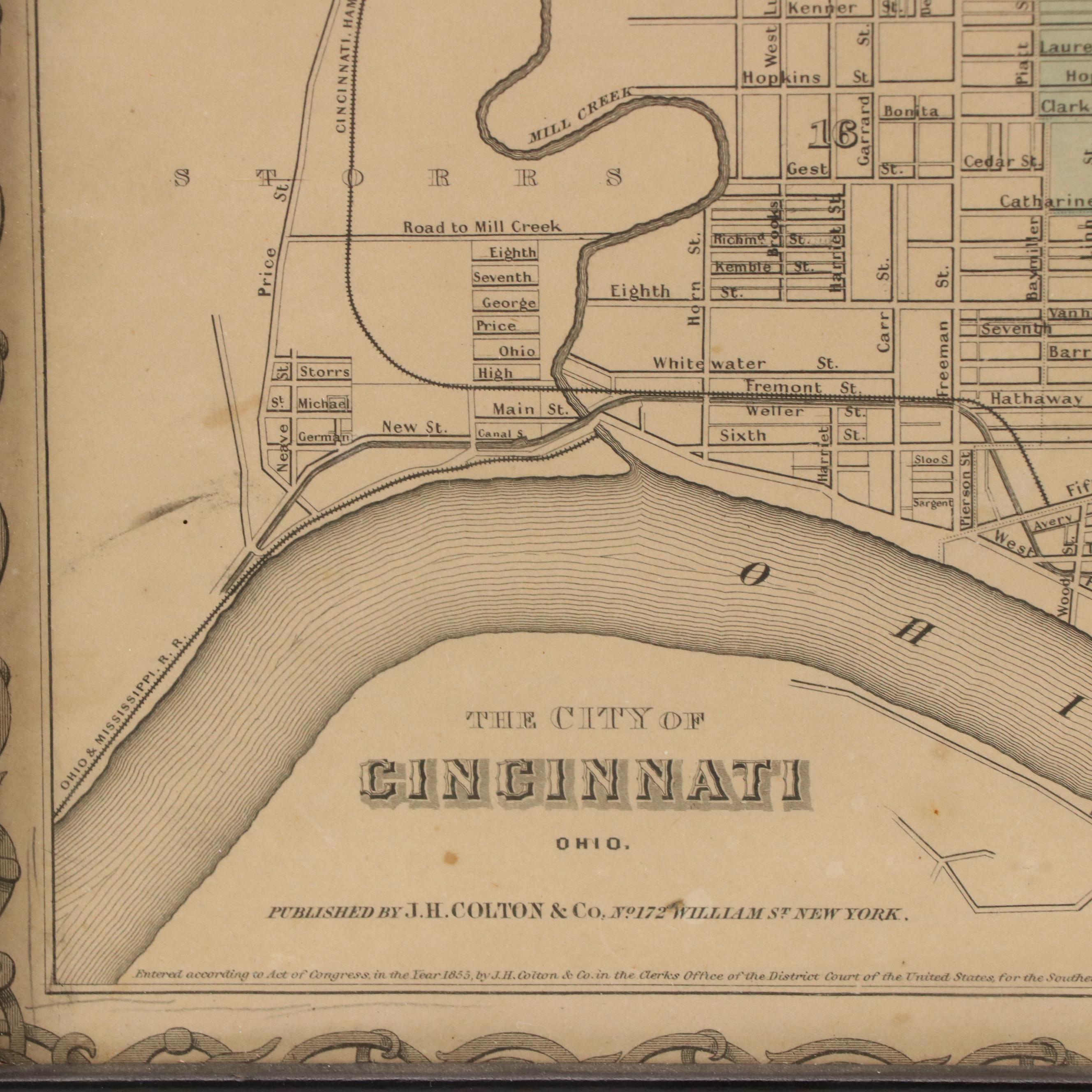 J. H. Colton & Co. Map "The City of Cincinnati, Ohio," 1855