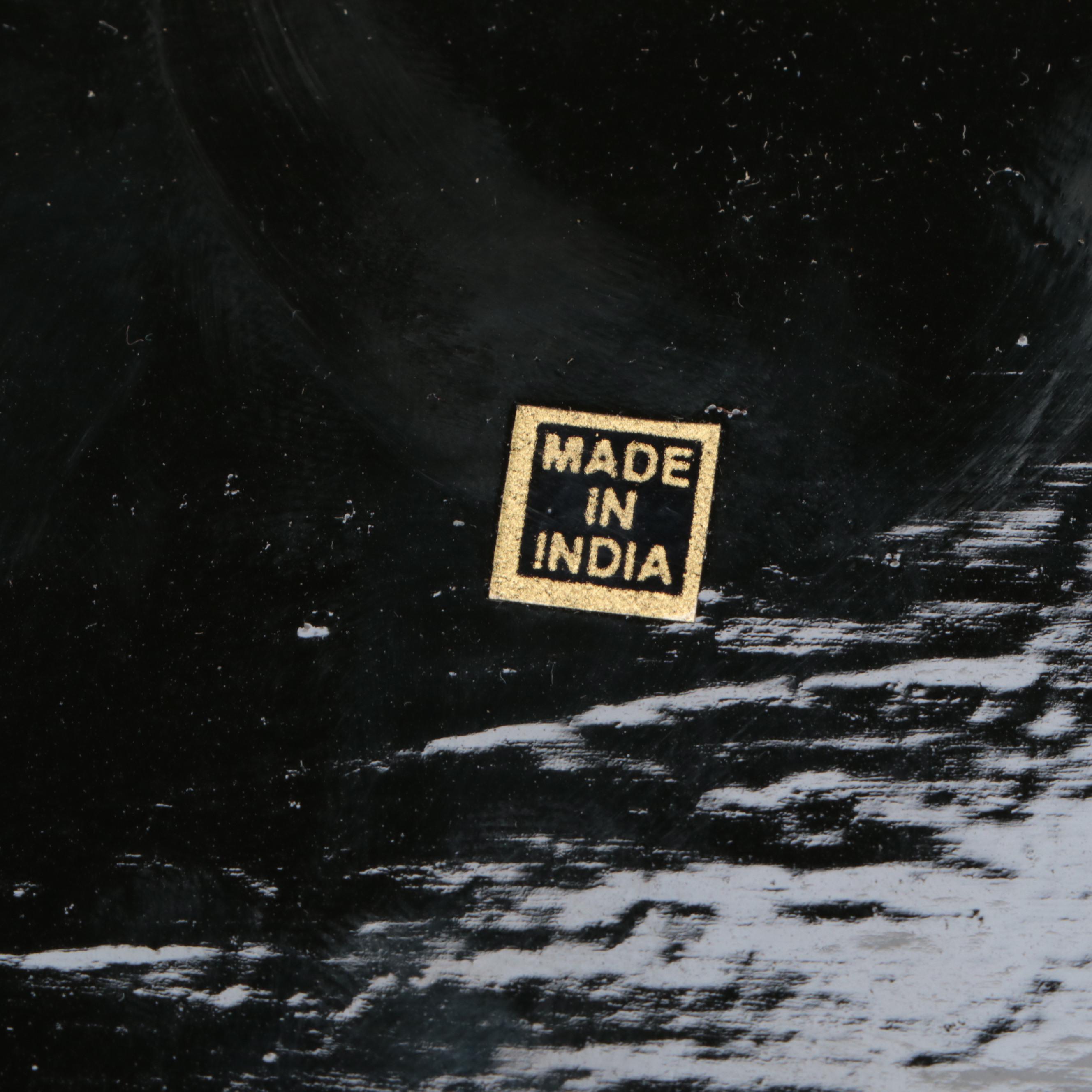 Indian Folk Art Hand-Painted Kashmiri Papier-Mâché Boxes