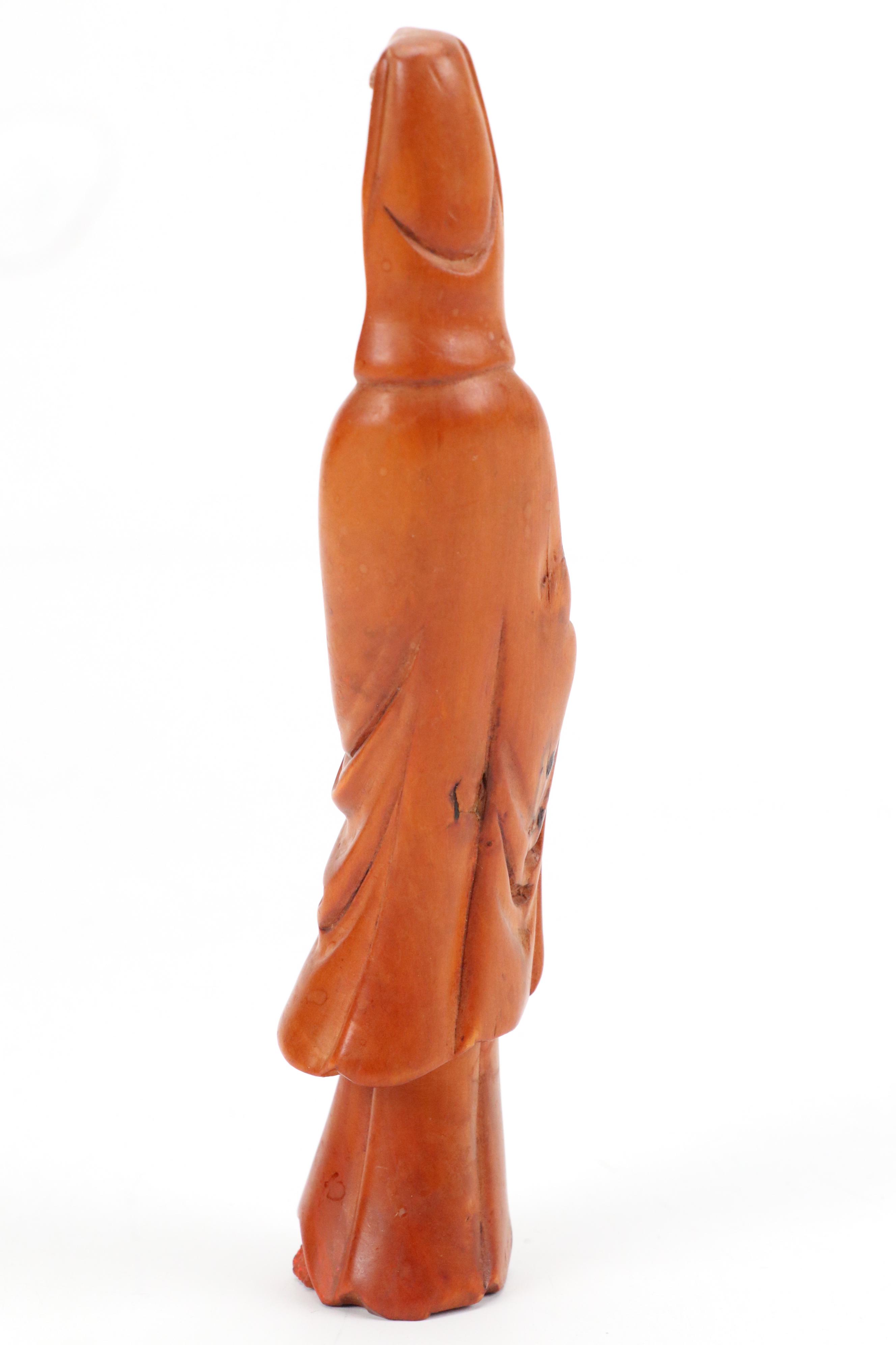 Indian Carved Wood Saraswati Idol with Chinese Carved Mythological Figures