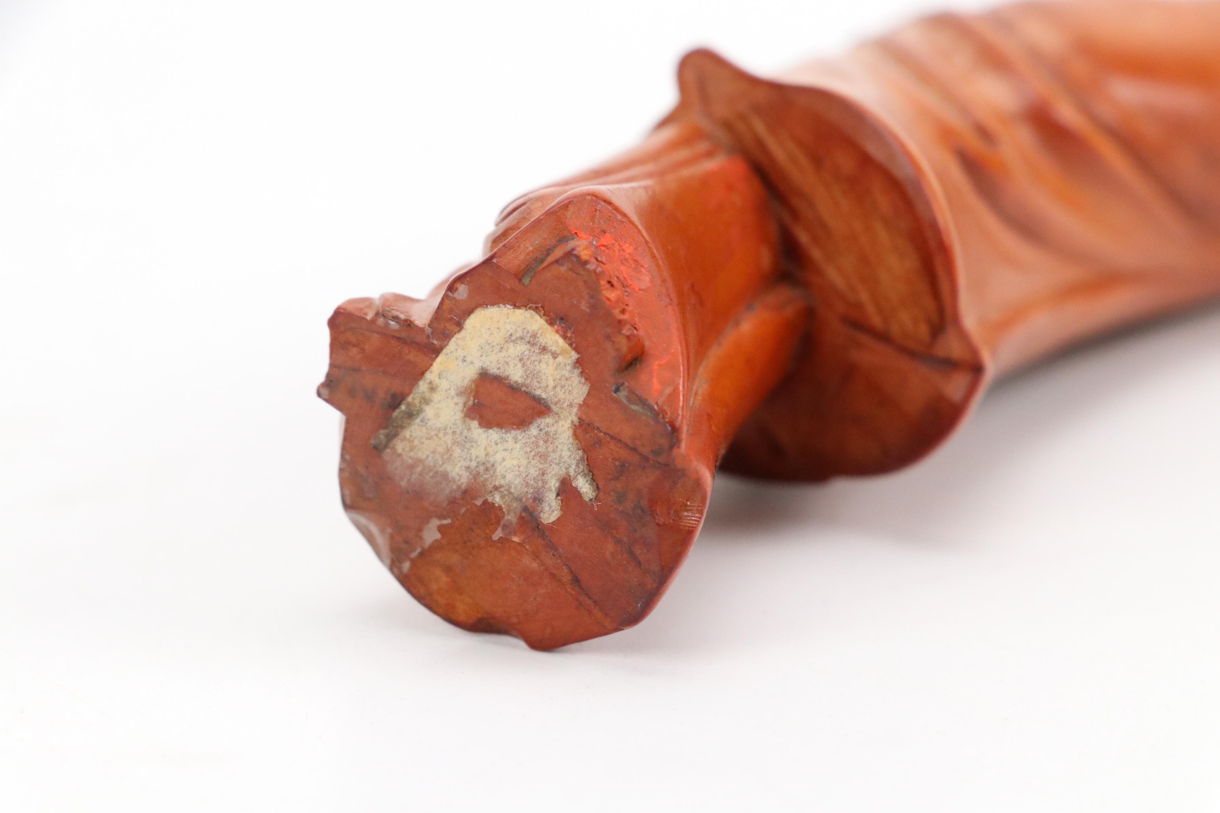 Indian Carved Wood Saraswati Idol with Chinese Carved Mythological Figures