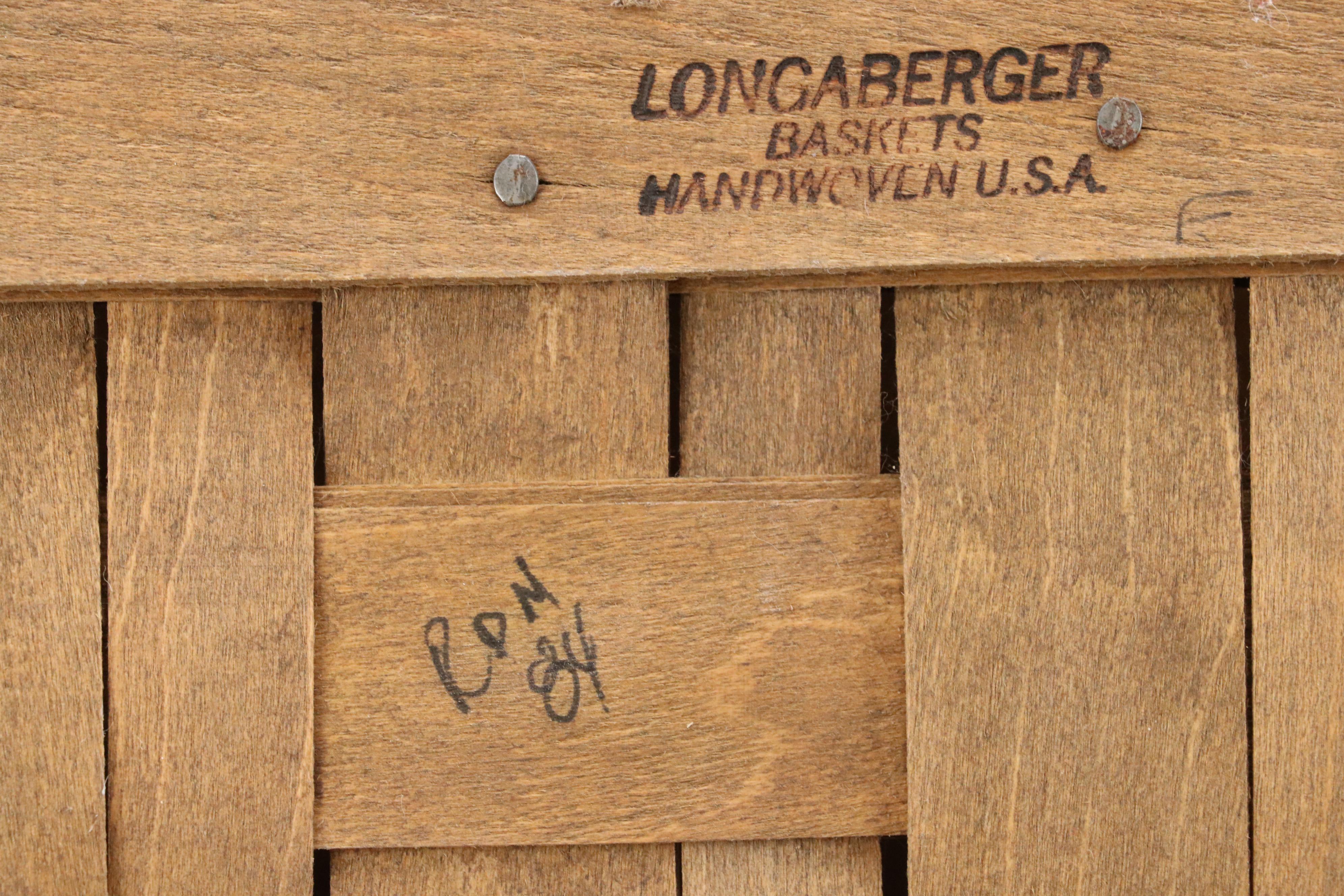 Longaberger Wicker Wood Picnic Basket with Leather Details