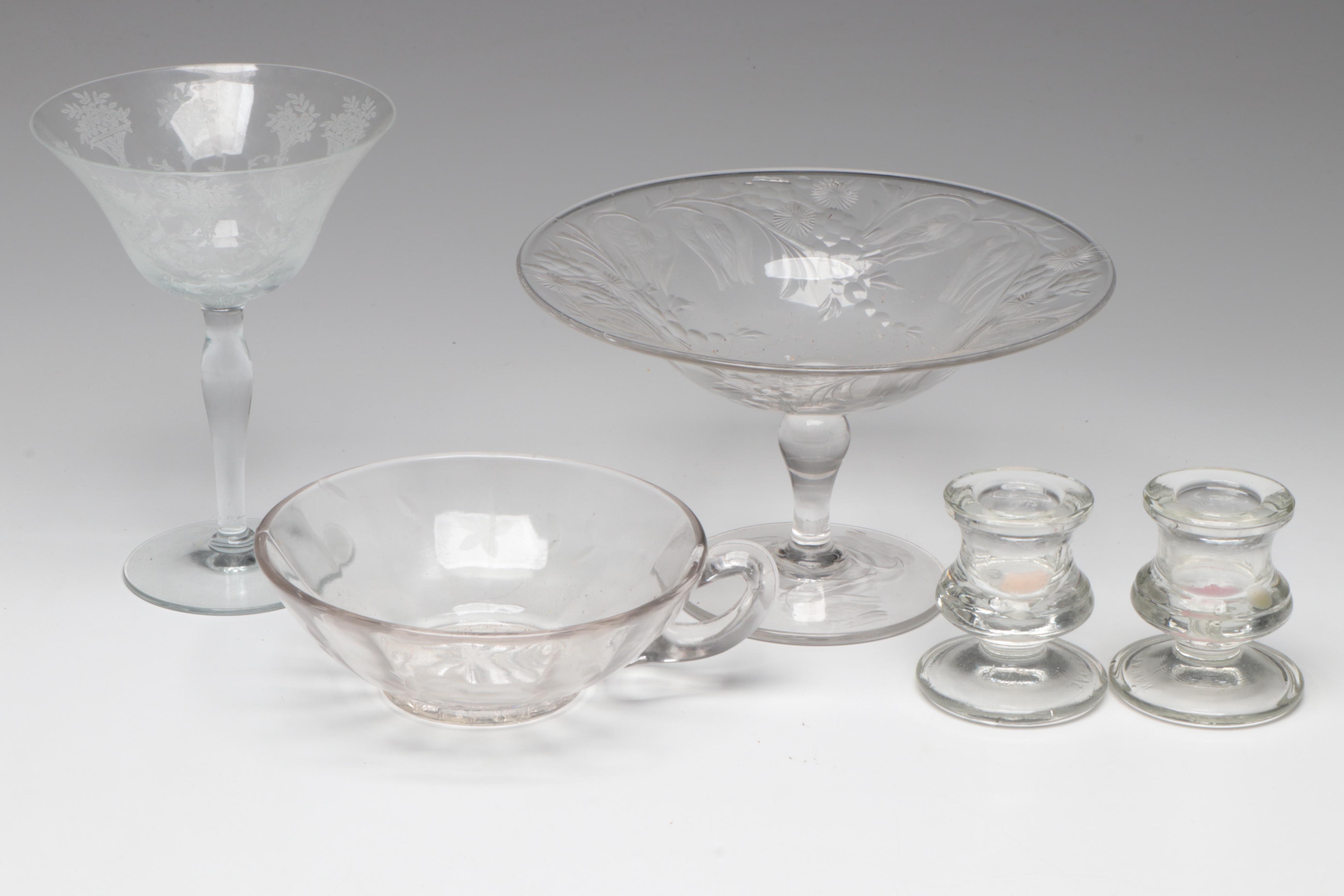 Sydenstricker Fused Glass Floral Plates and Trays, Late 20th/Early 21st Century