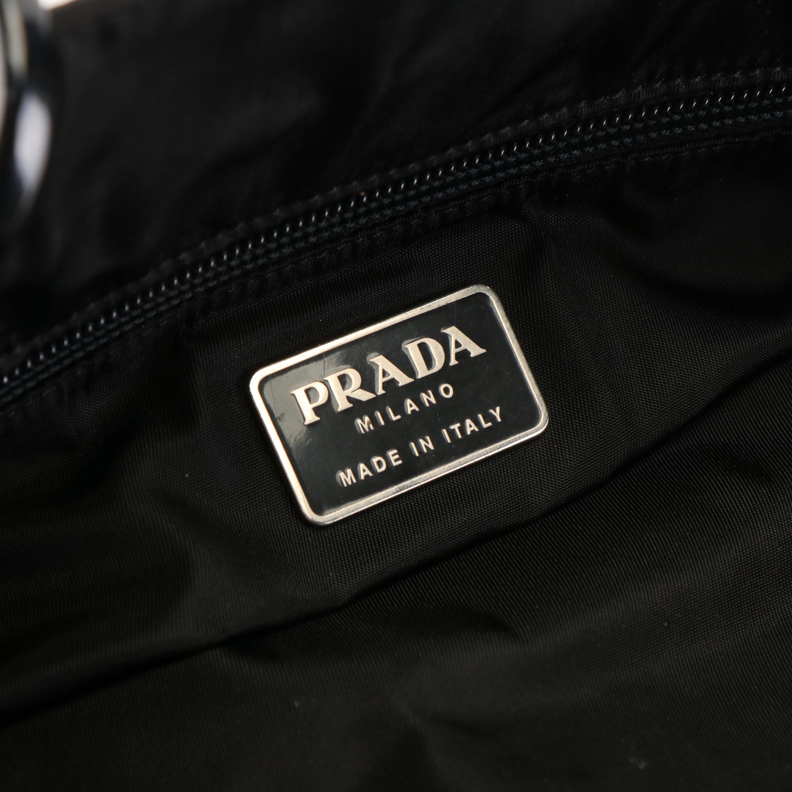 Prada Tote in Black Tessuto Nylon with Plastic Handle