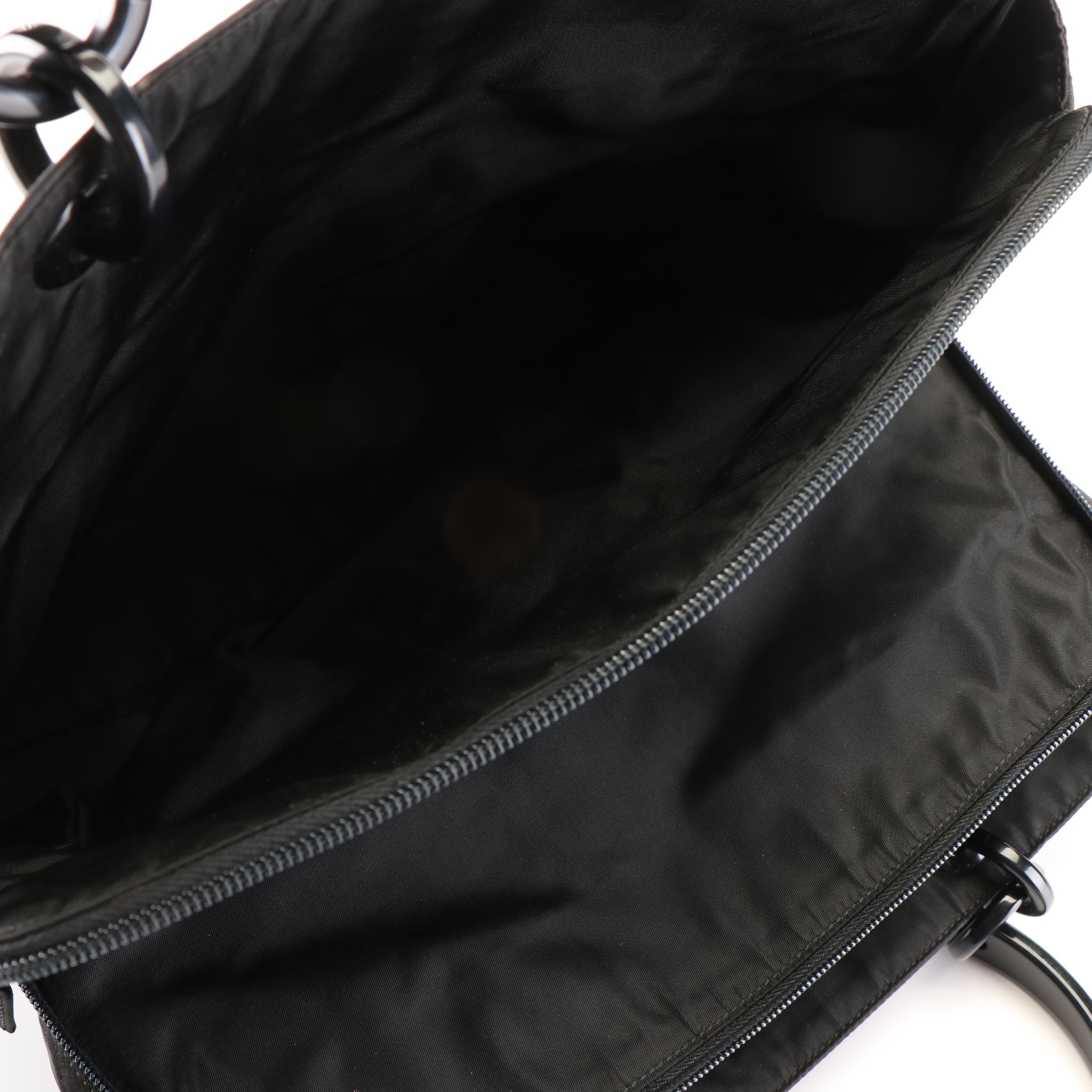 Prada Tote in Black Tessuto Nylon with Plastic Handle
