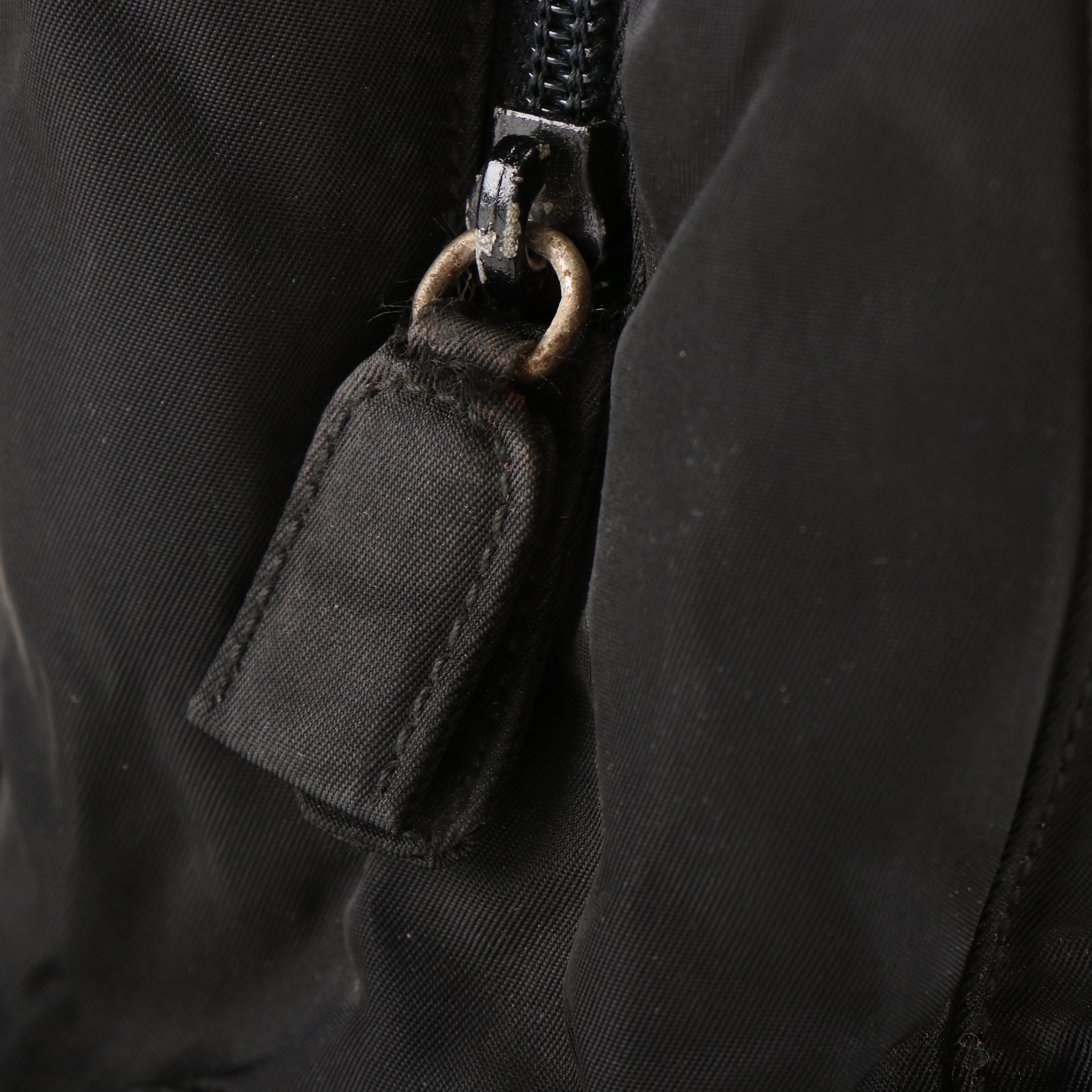 Prada Tote in Black Tessuto Nylon with Plastic Handle