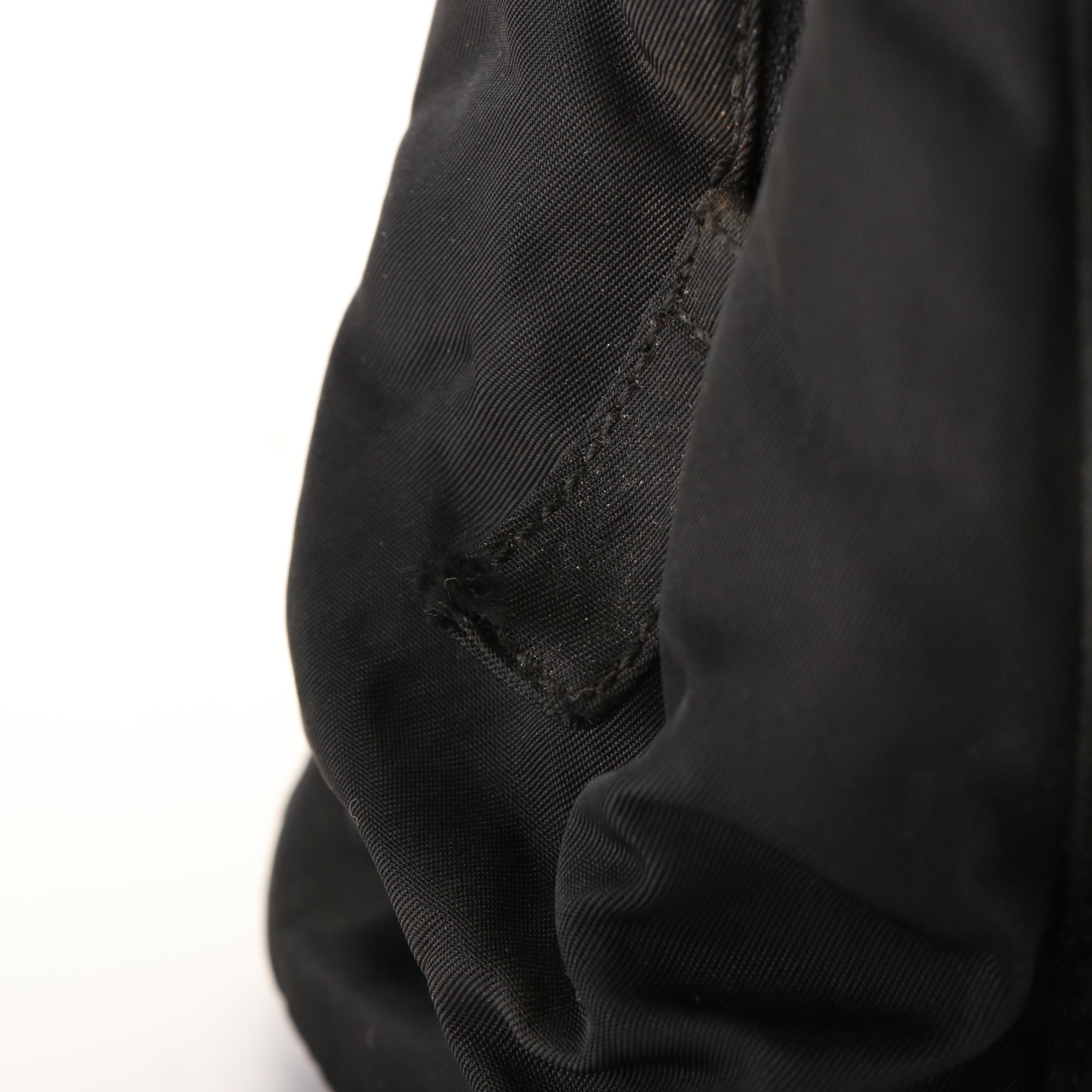 Prada Tote in Black Tessuto Nylon with Plastic Handle