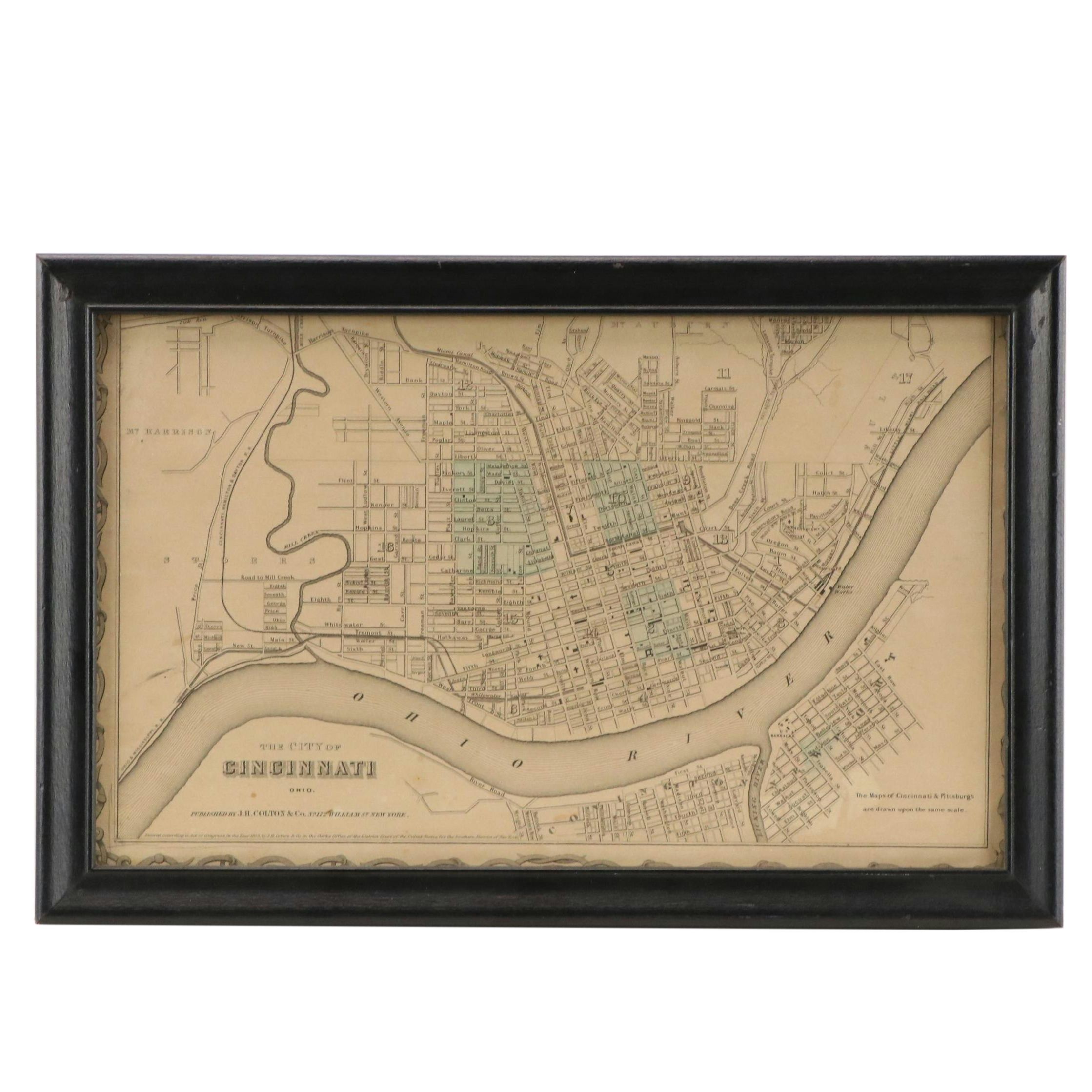 J. H. Colton & Co. Map "The City of Cincinnati, Ohio," 1855