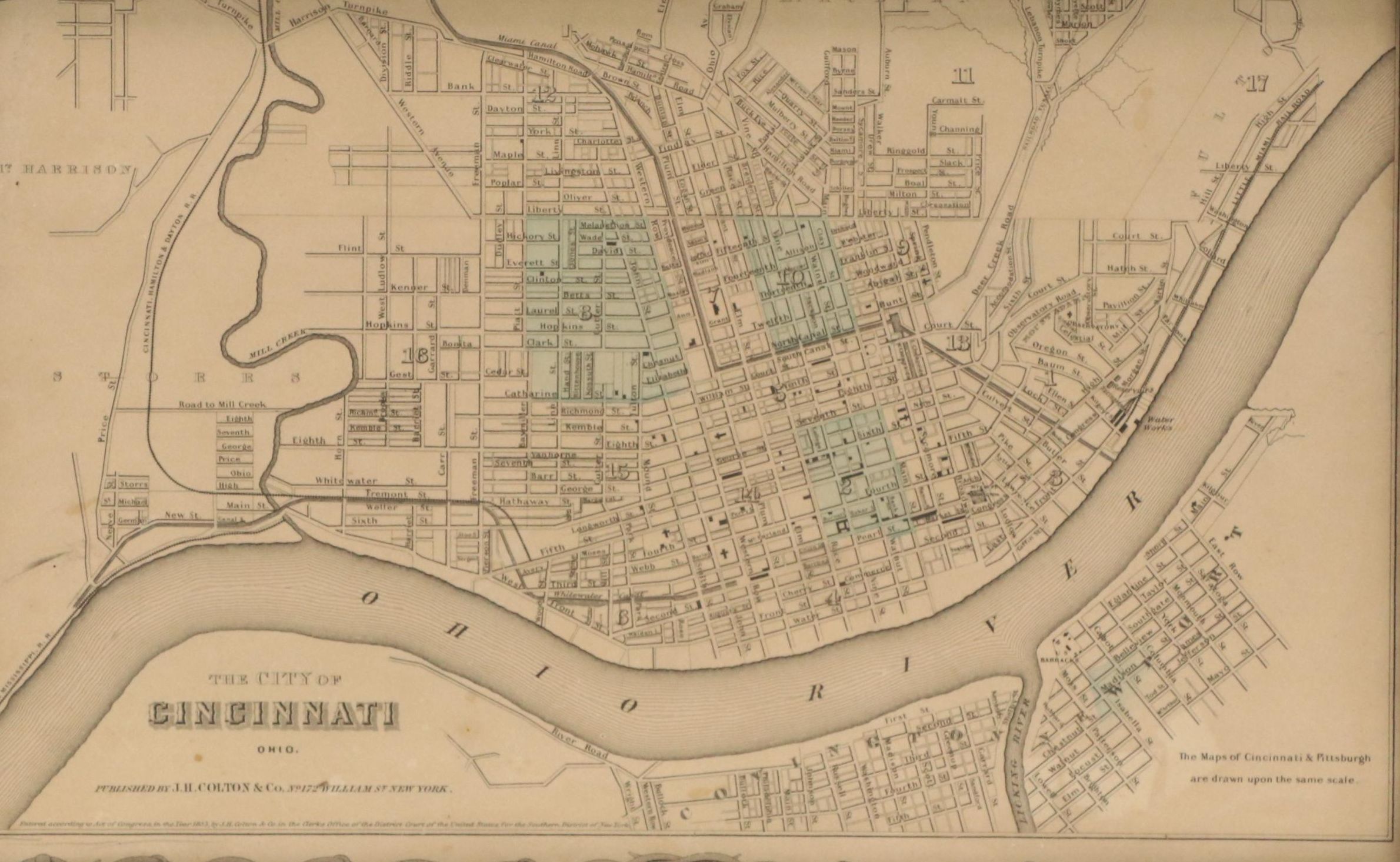 J. H. Colton & Co. Map "The City of Cincinnati, Ohio," 1855