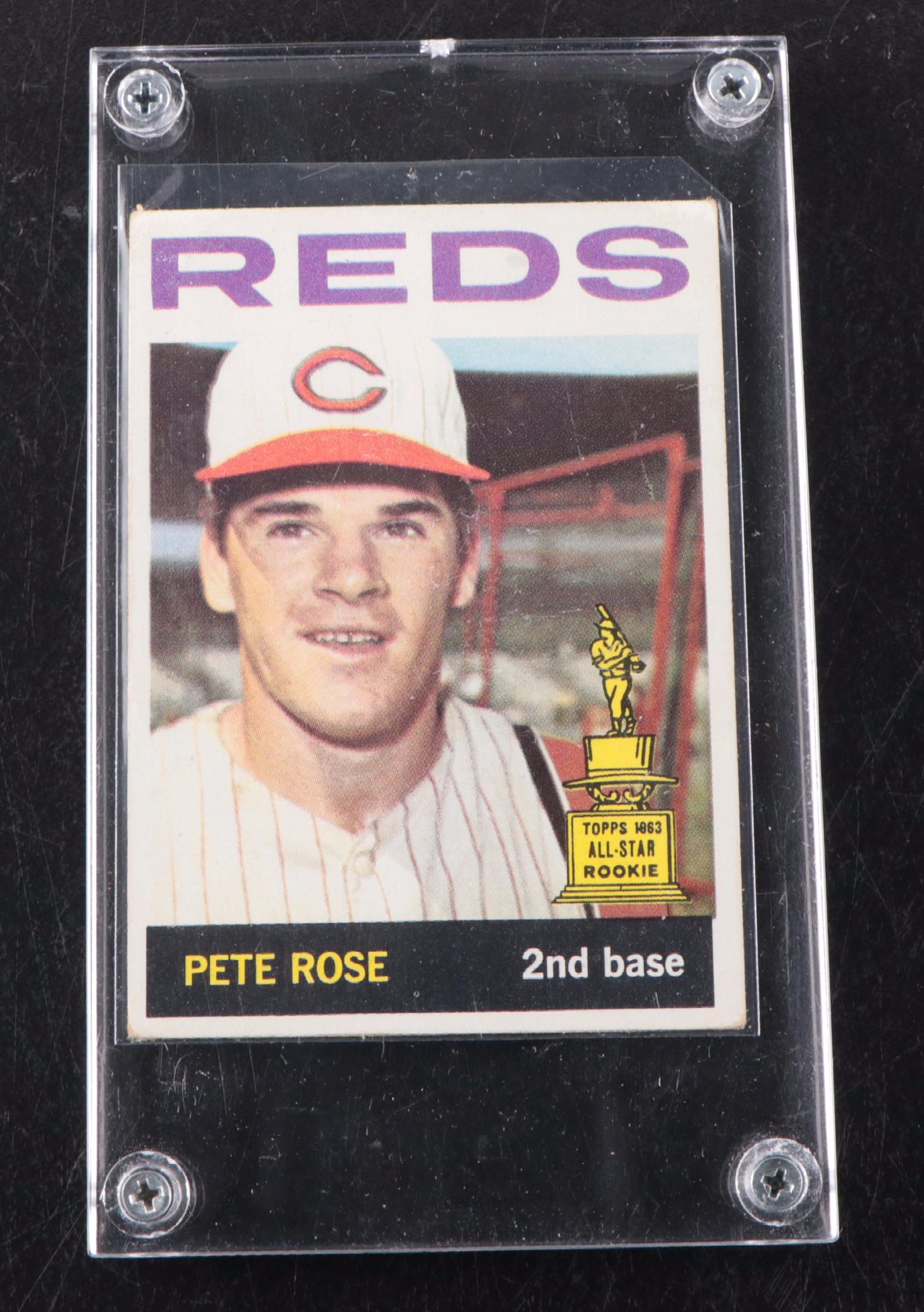Pete Rose Signed Rookie Reprint with 1964 Topps Baseball Card