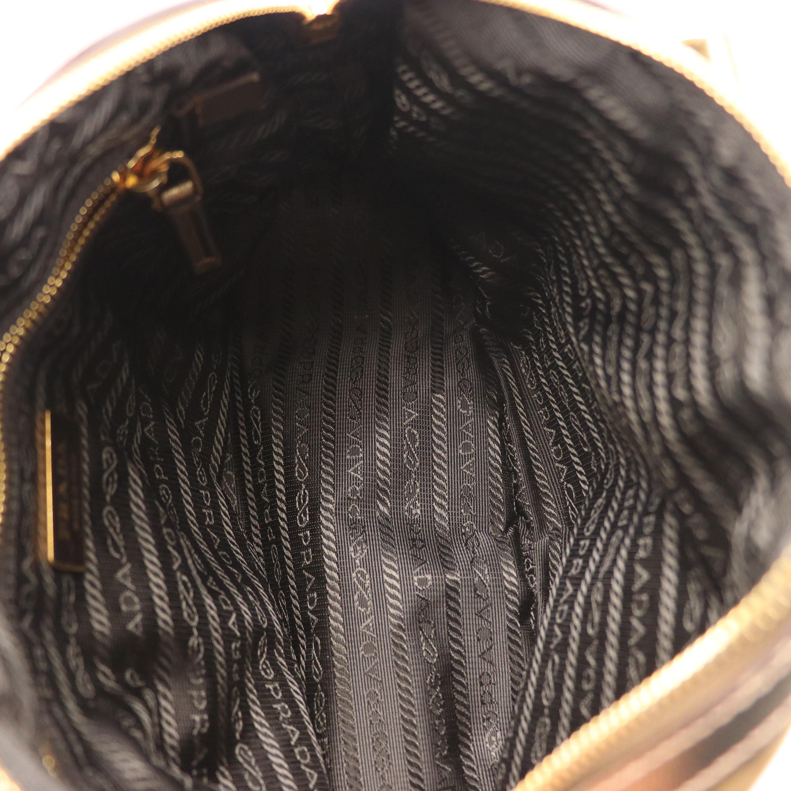 Prada Two-Way Bag in Gold Tessuto Nylon and Saffiano Leather Trim