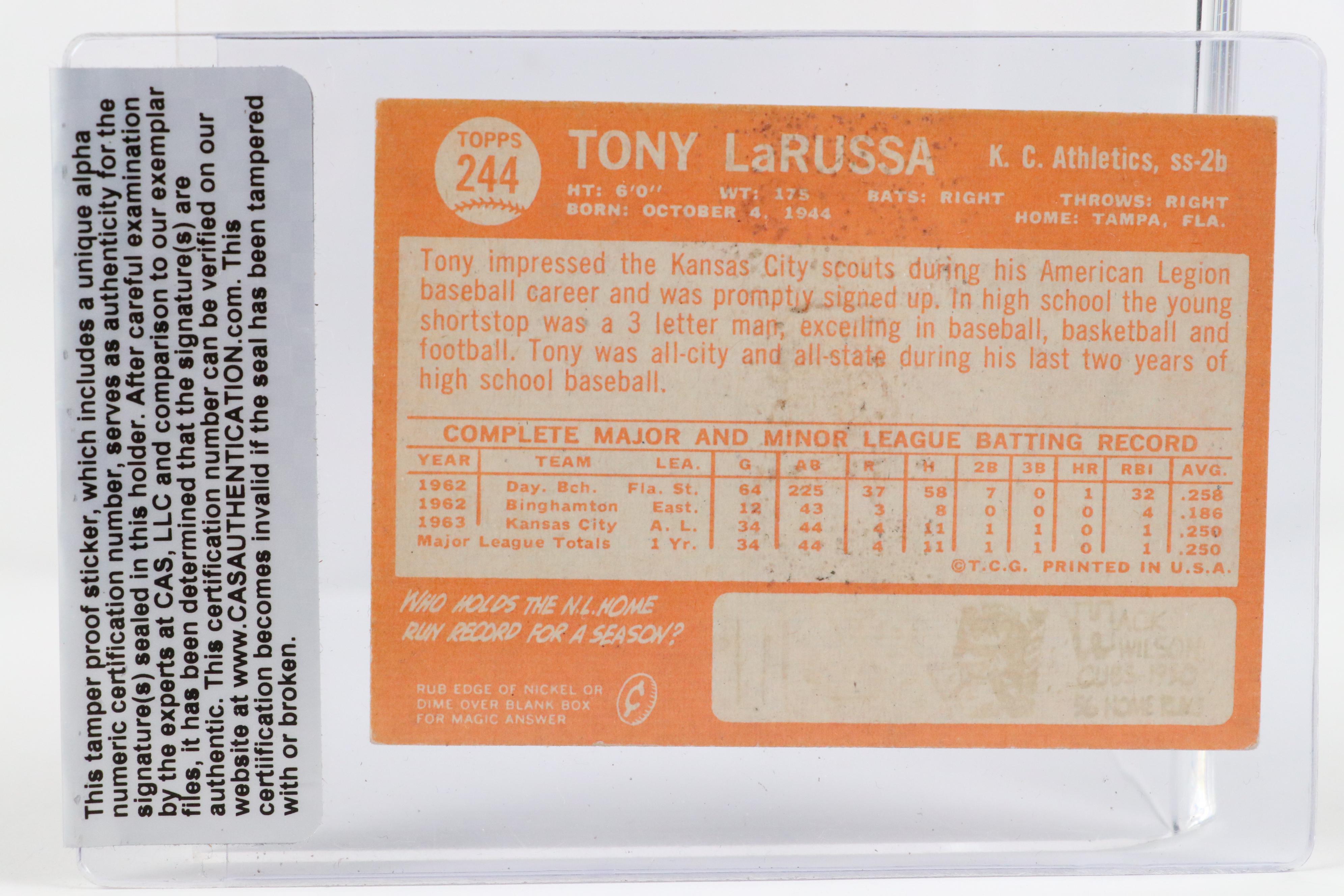 Bill Mazeroski, Tony La Russa, and Bobby Doerr Signed Baseball Cards