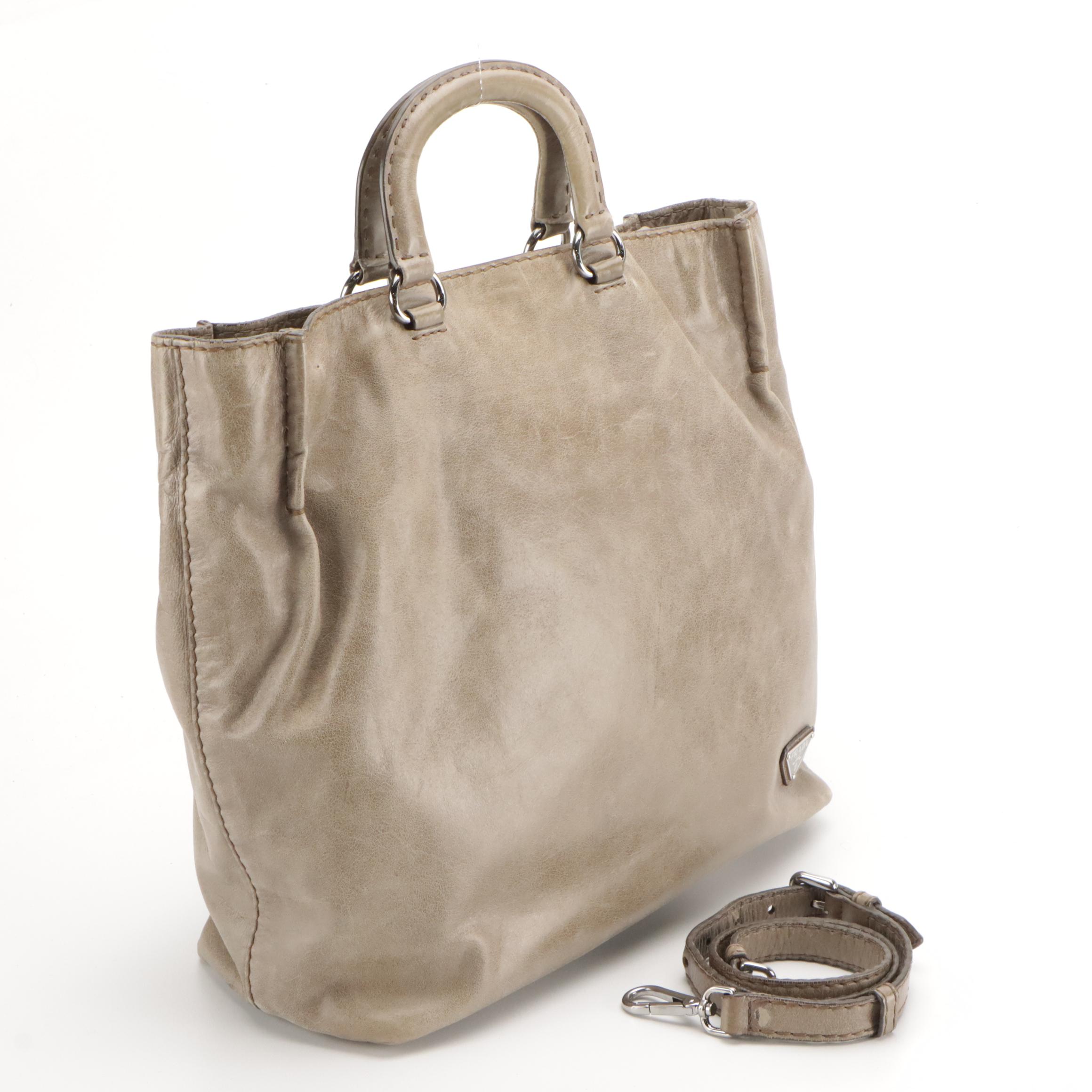Prada Leather Two-Way Tote Bag