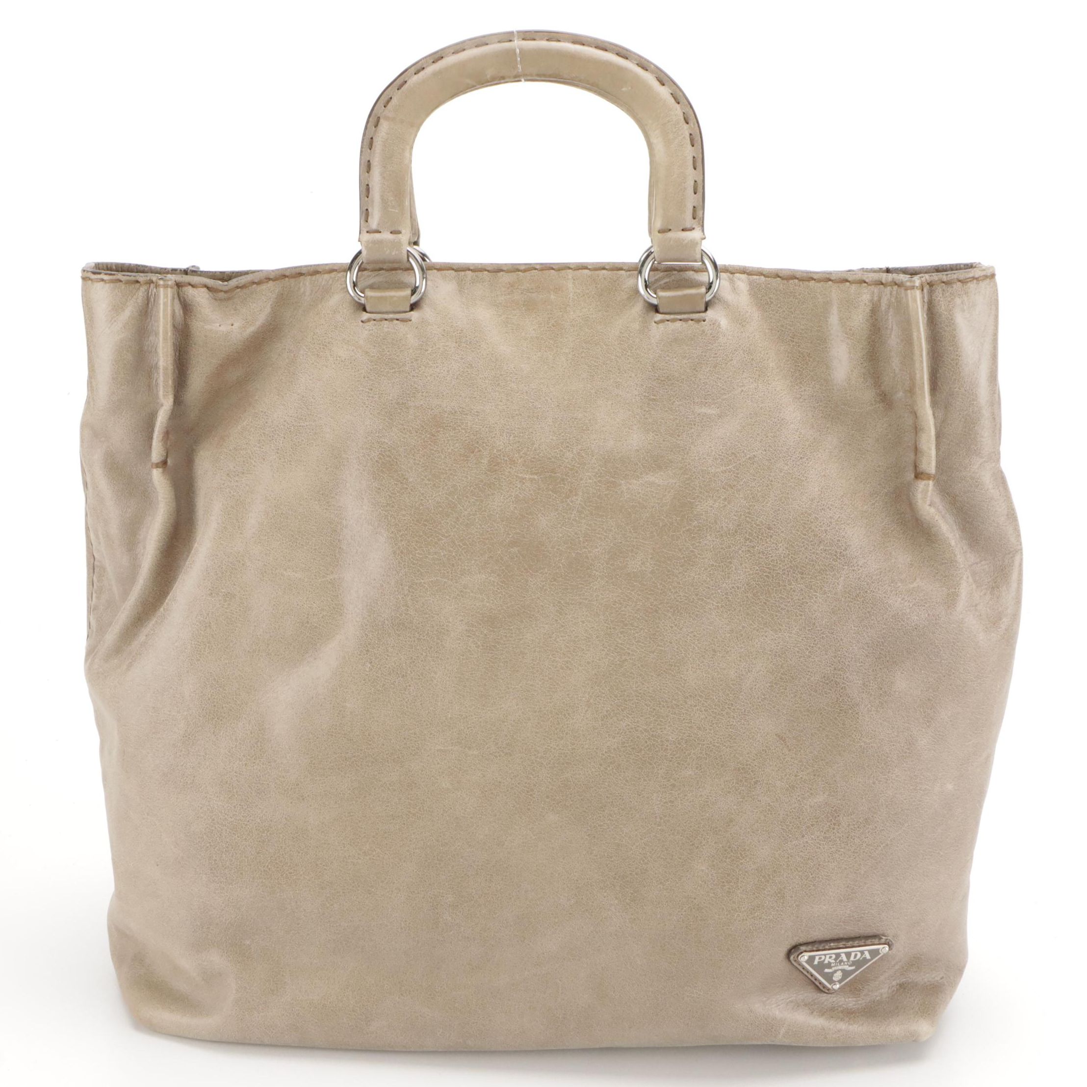 Prada Leather Two-Way Tote Bag