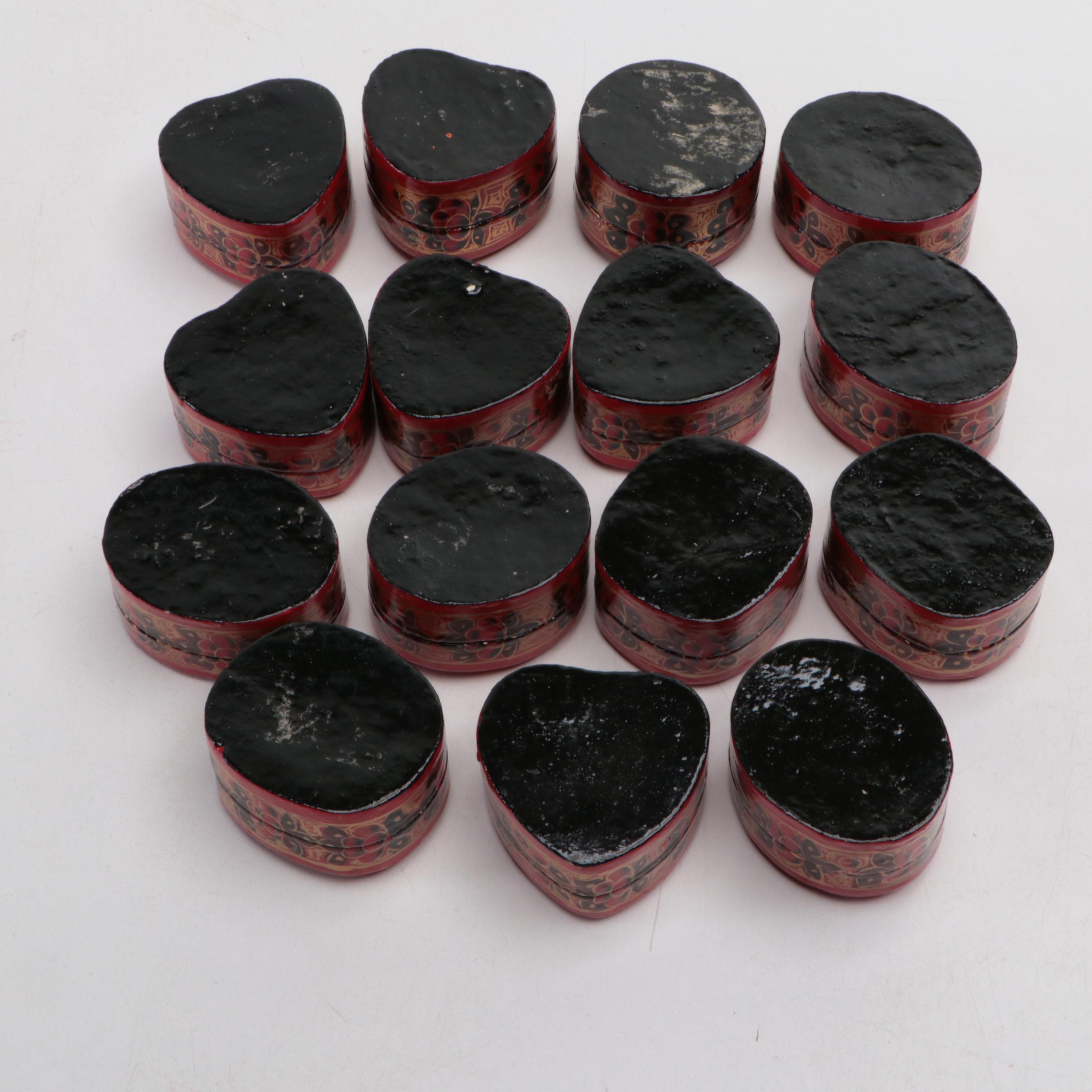 Indian Folk Art Hand-Painted Kashmiri Papier-Mâché Boxes